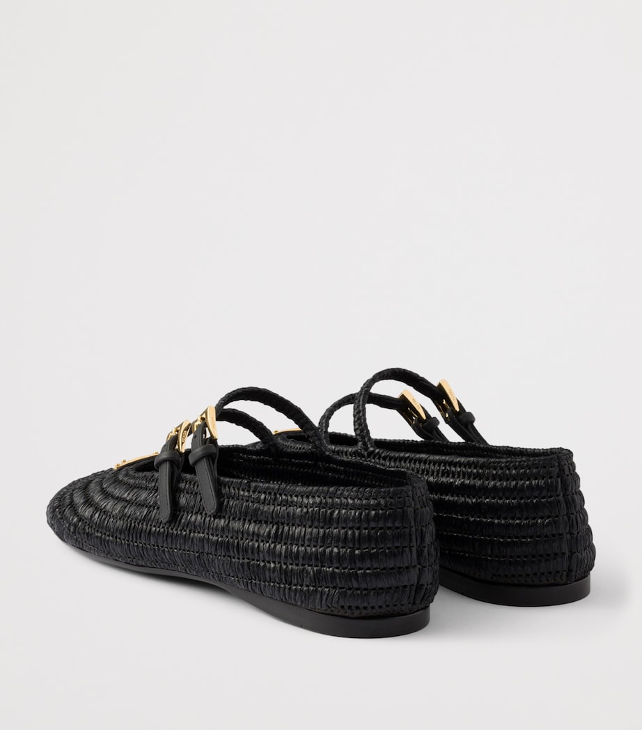 Prada Crochet Triangle Ballet Flats Black Image 4