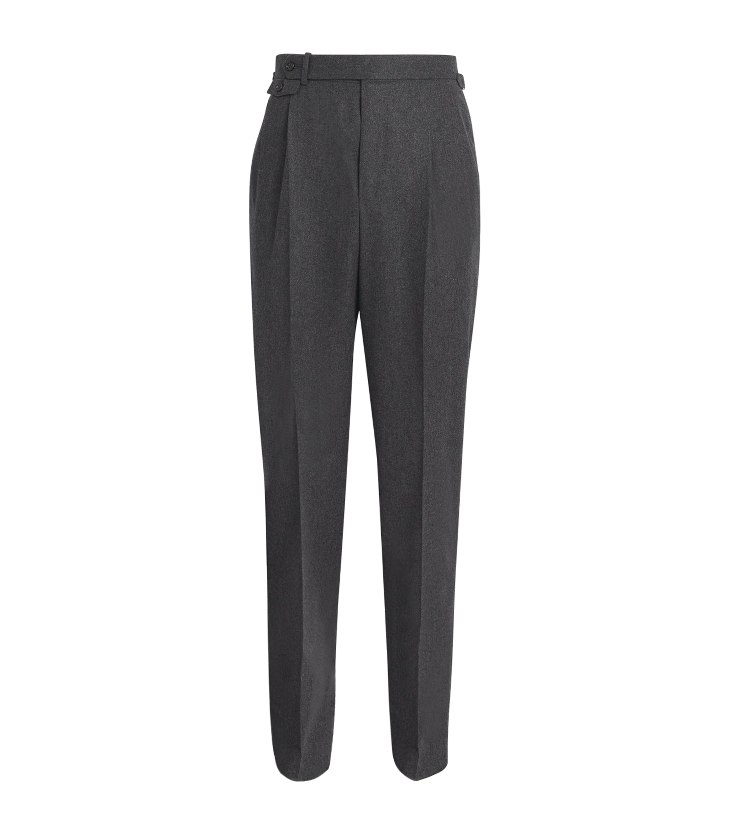Dunhill Wool-cashmere Flannel Tailored Trousers In Grey