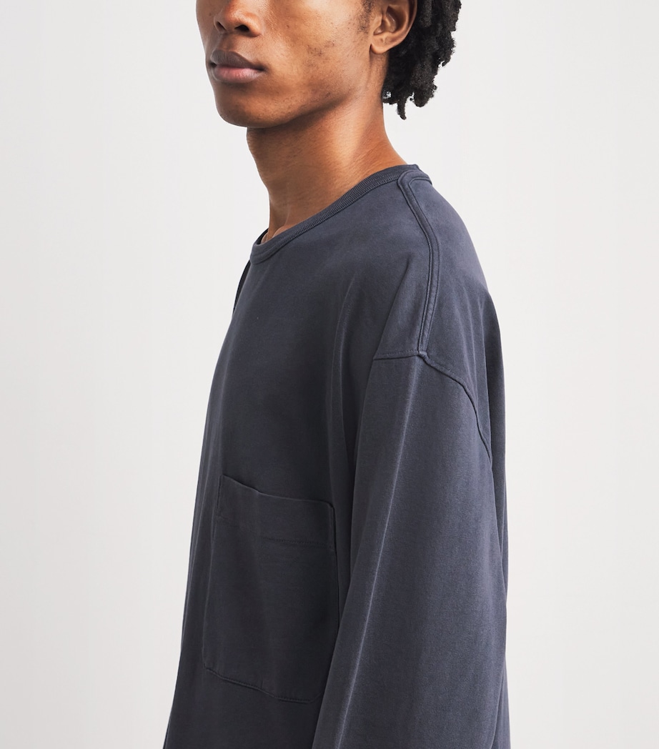 Cotton Long-Sleeve T-Shirt STONE BLUE BL807 Image 6