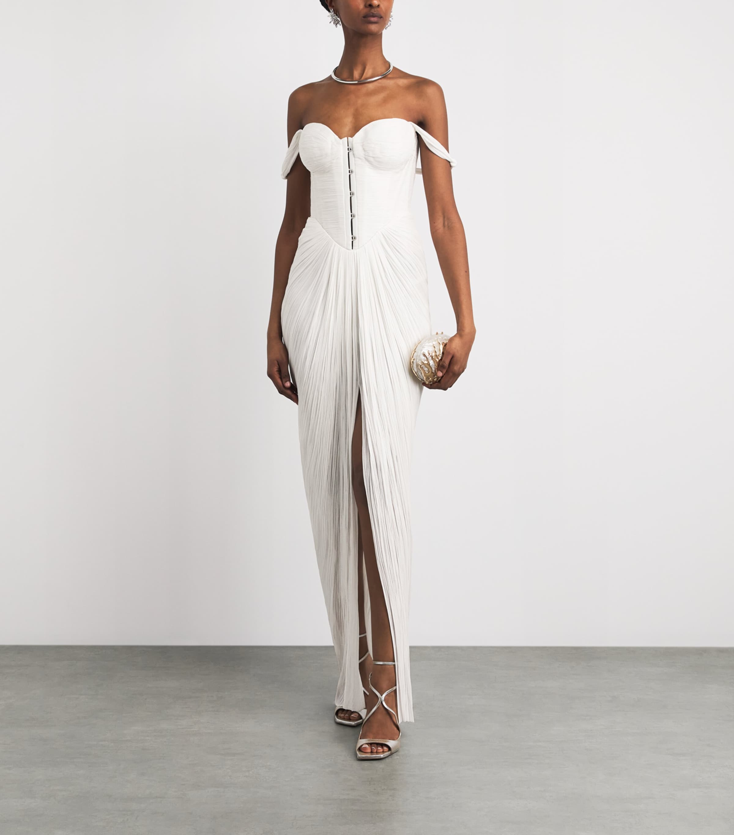 Maria Lucia Hohan Womens Silk Pleated Susie Maxi Dress White Image 2