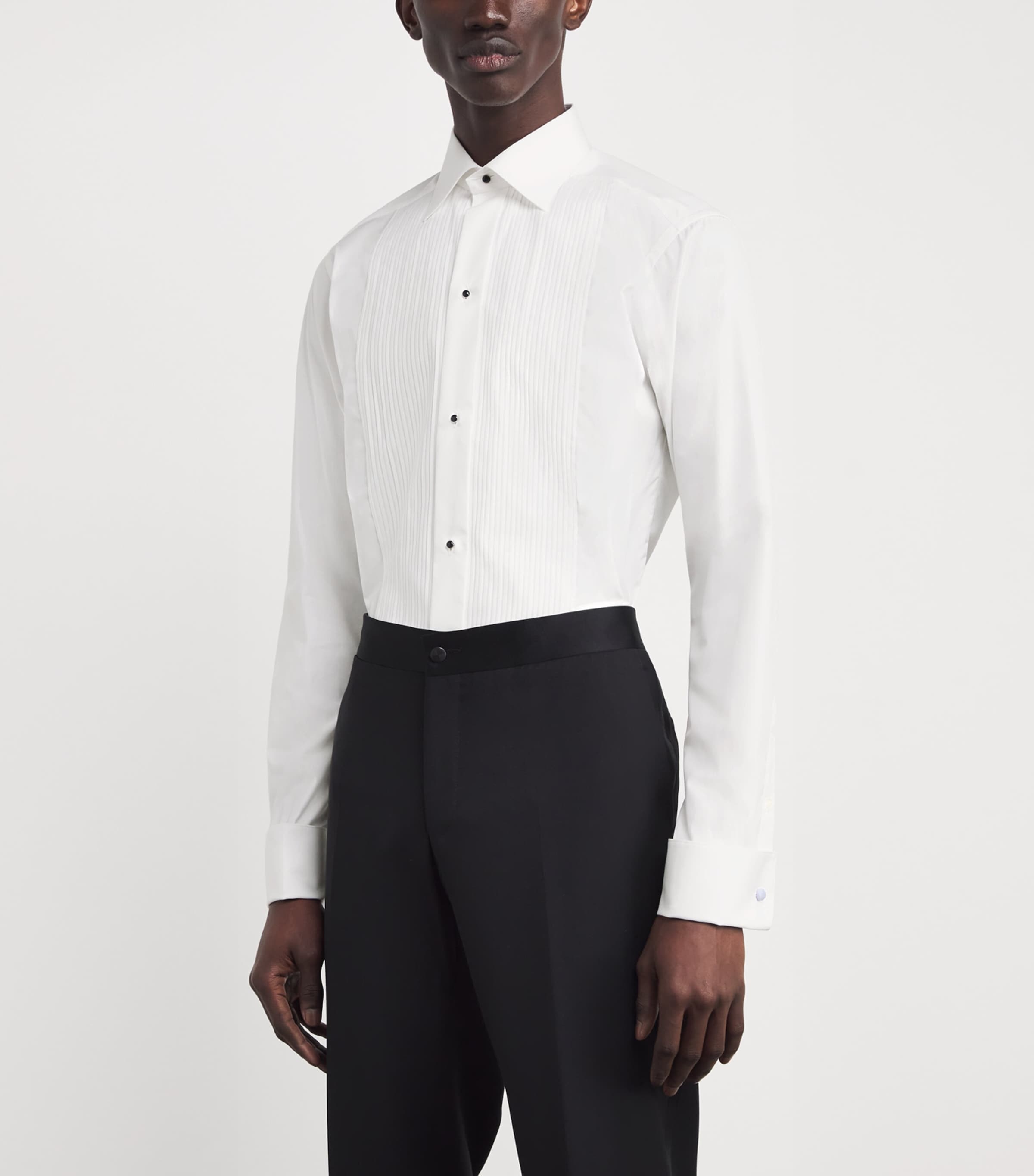 Pleated Slim Fit Shirt WHITE Image 3