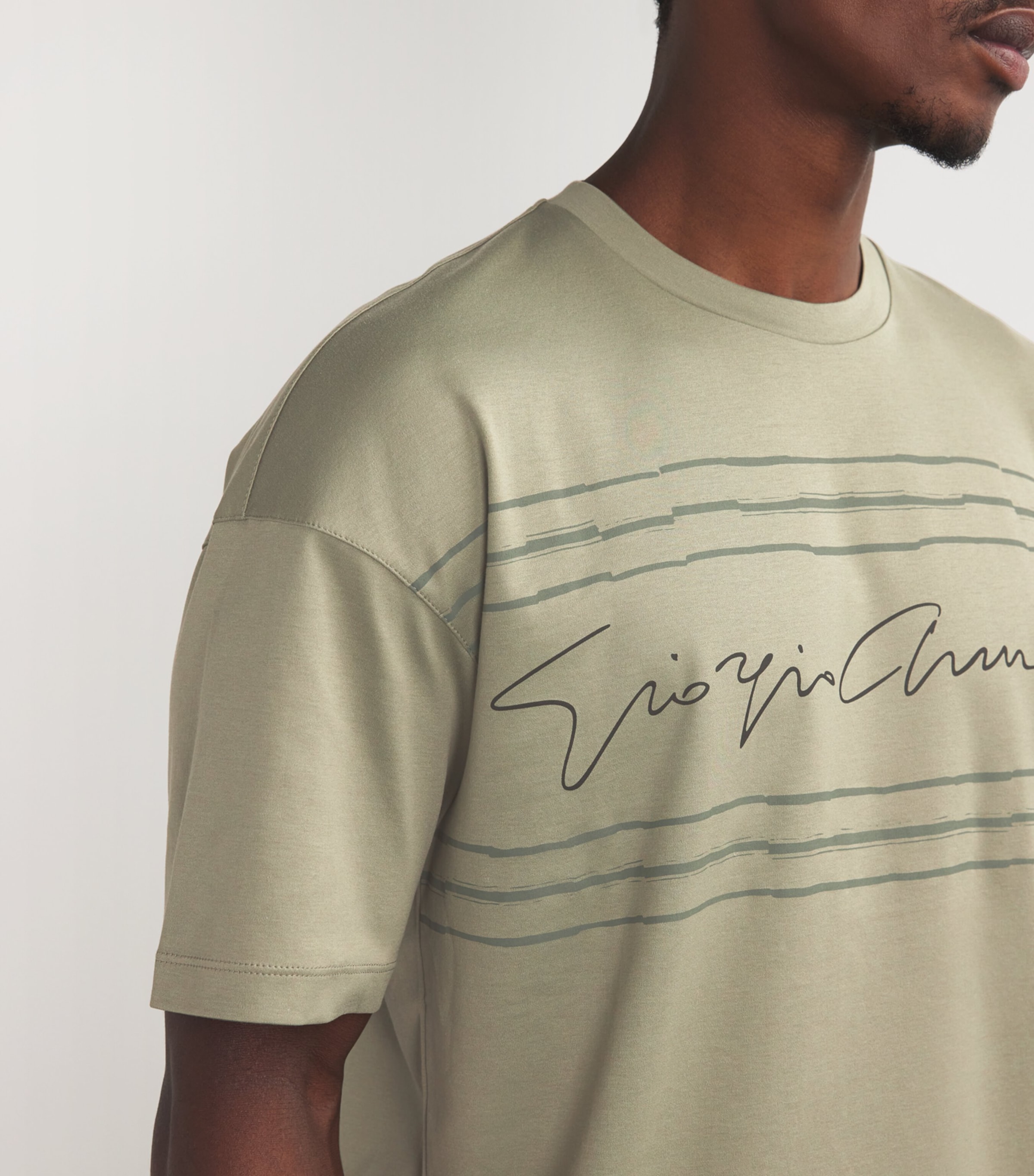 ■ GIORGIO ARMANI ■ シグニチャープリント Tシャツ Giorgio Armani Signature Print T-Shirt | Harrods UK