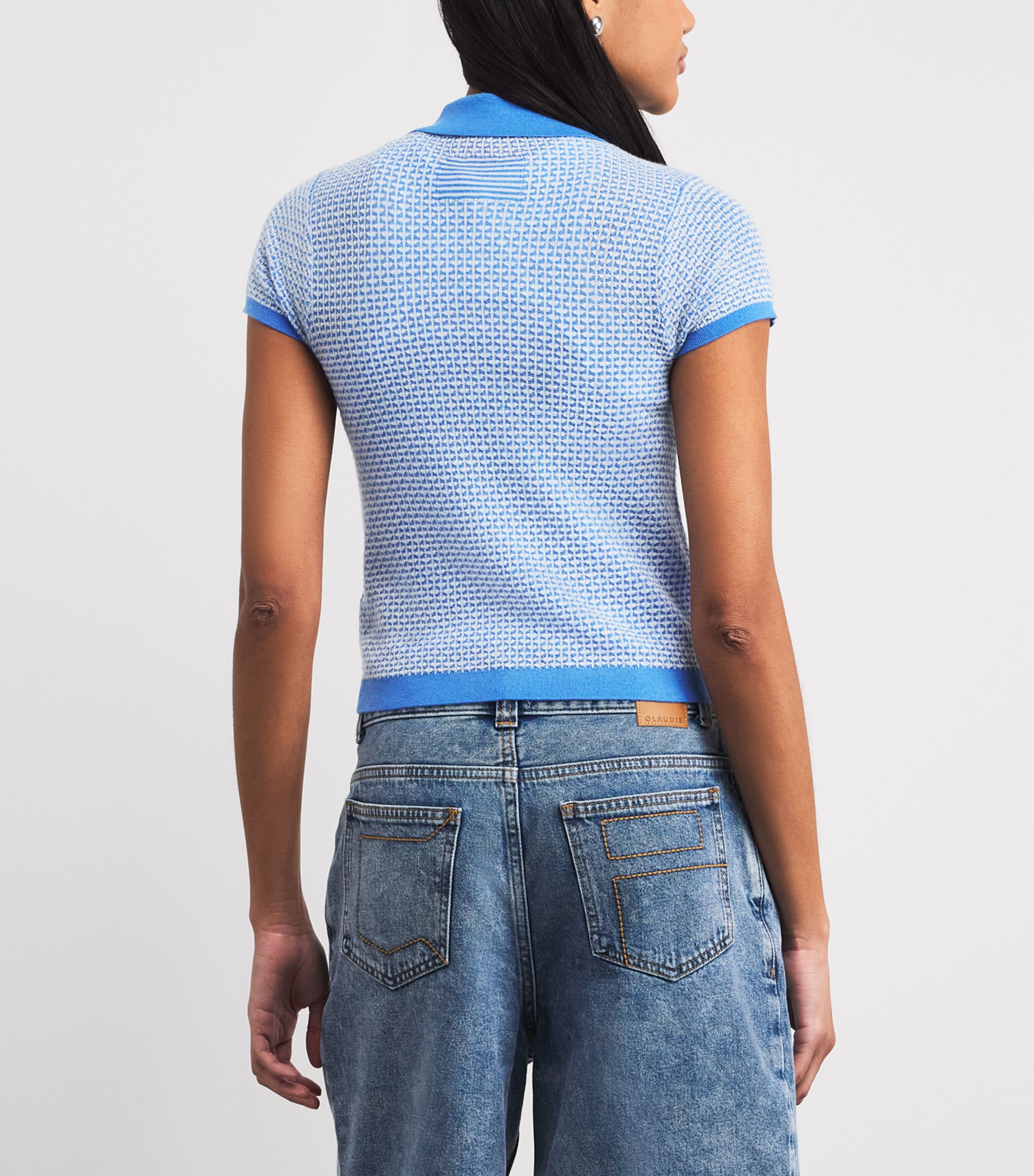 Guest In Residence Womens Cashmere Shrunken Polo Shirt Saico Sail Combo Image 5