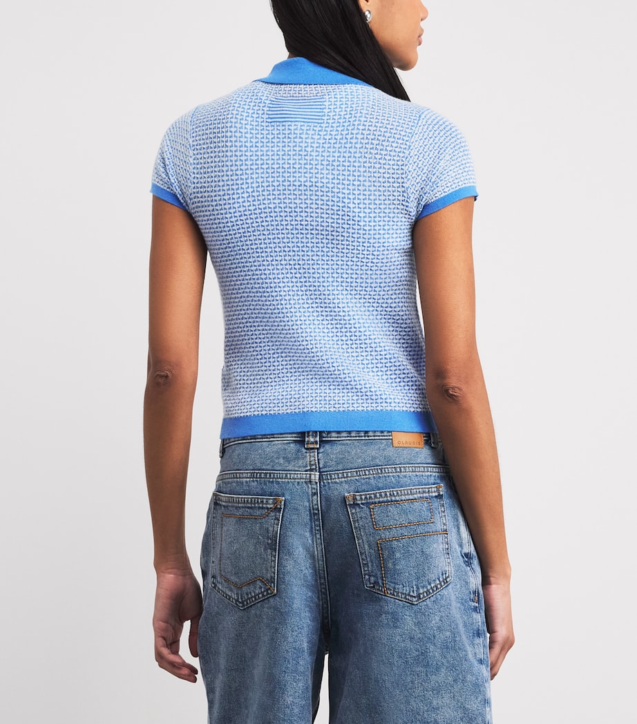 Guest In Residence Womens Cashmere Shrunken Polo Shirt Saico Sail Combo Image 5