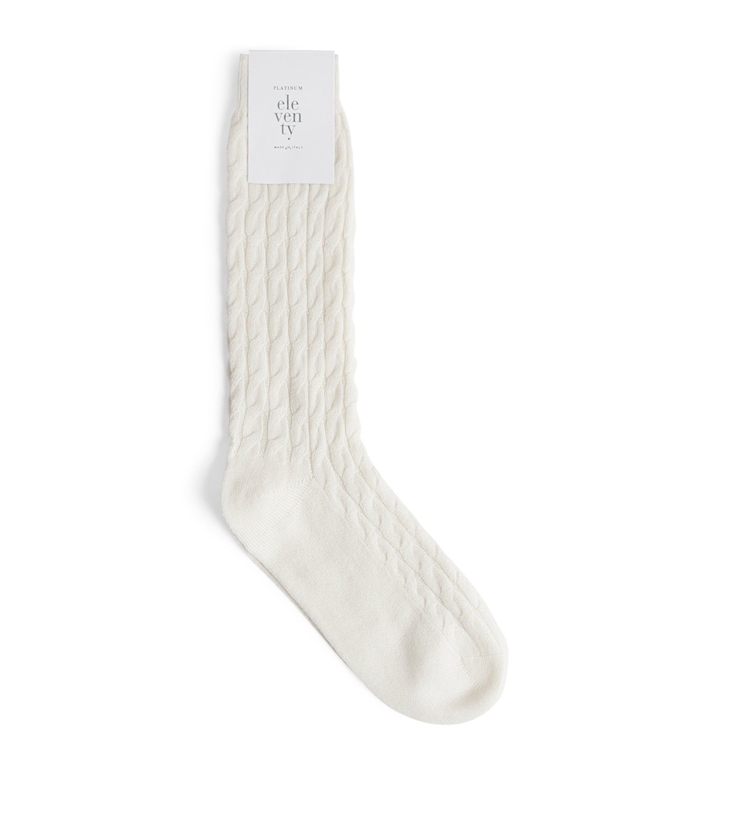Eleventy Cashmere-blend Cable Knit Socks In White