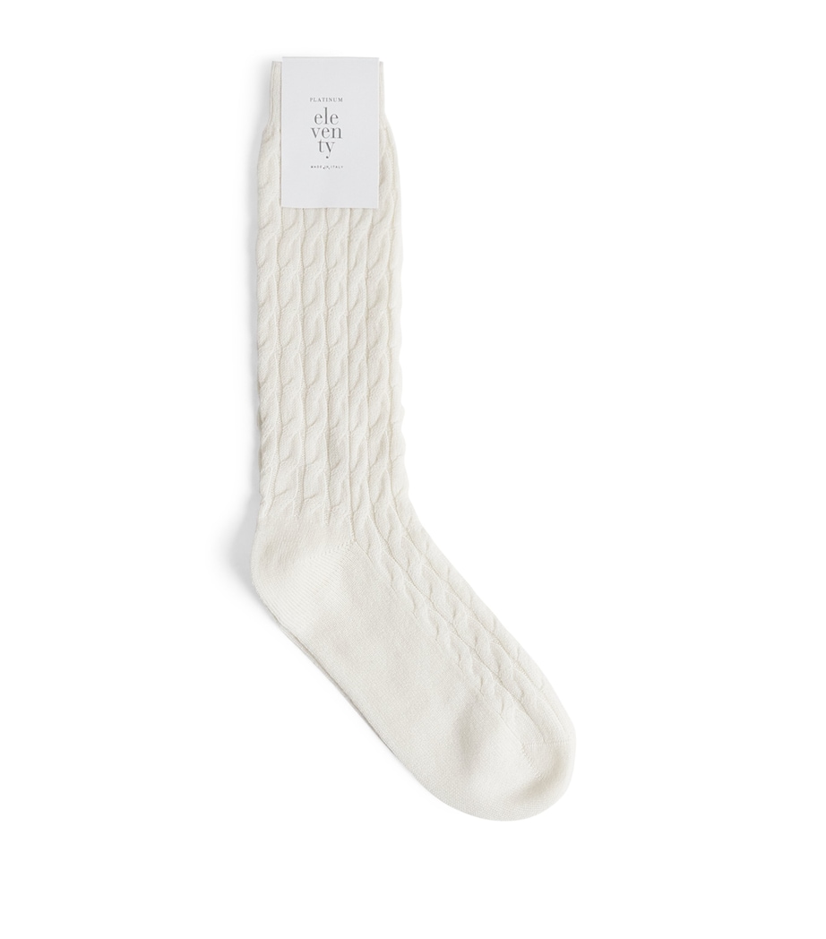 Cashmere-Blend Cable Knit Socks BIANCO E BEIGE Image 1