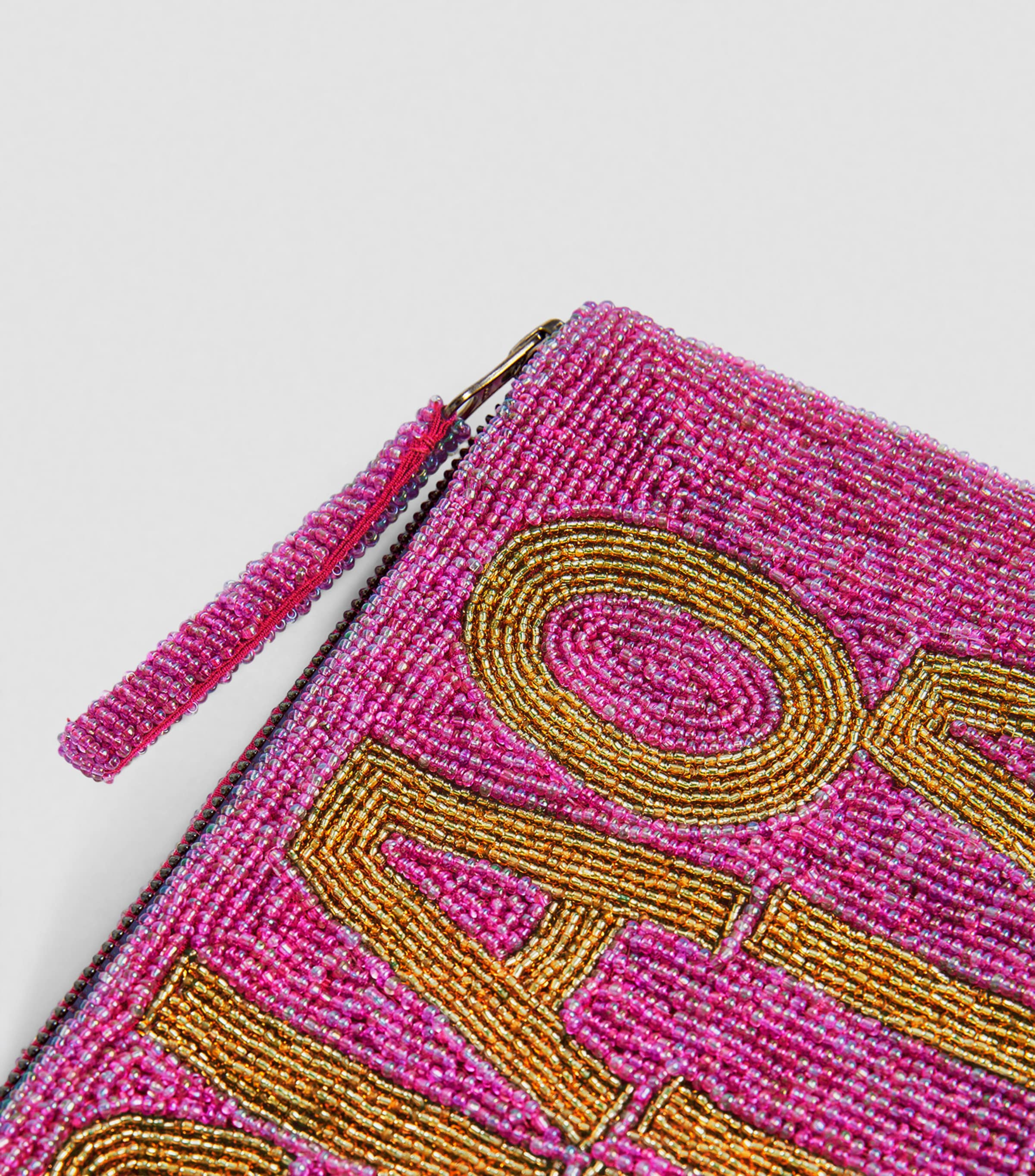the Jacksons Pink Beaded Ciao Bella Clutch Bag | Harrods UK