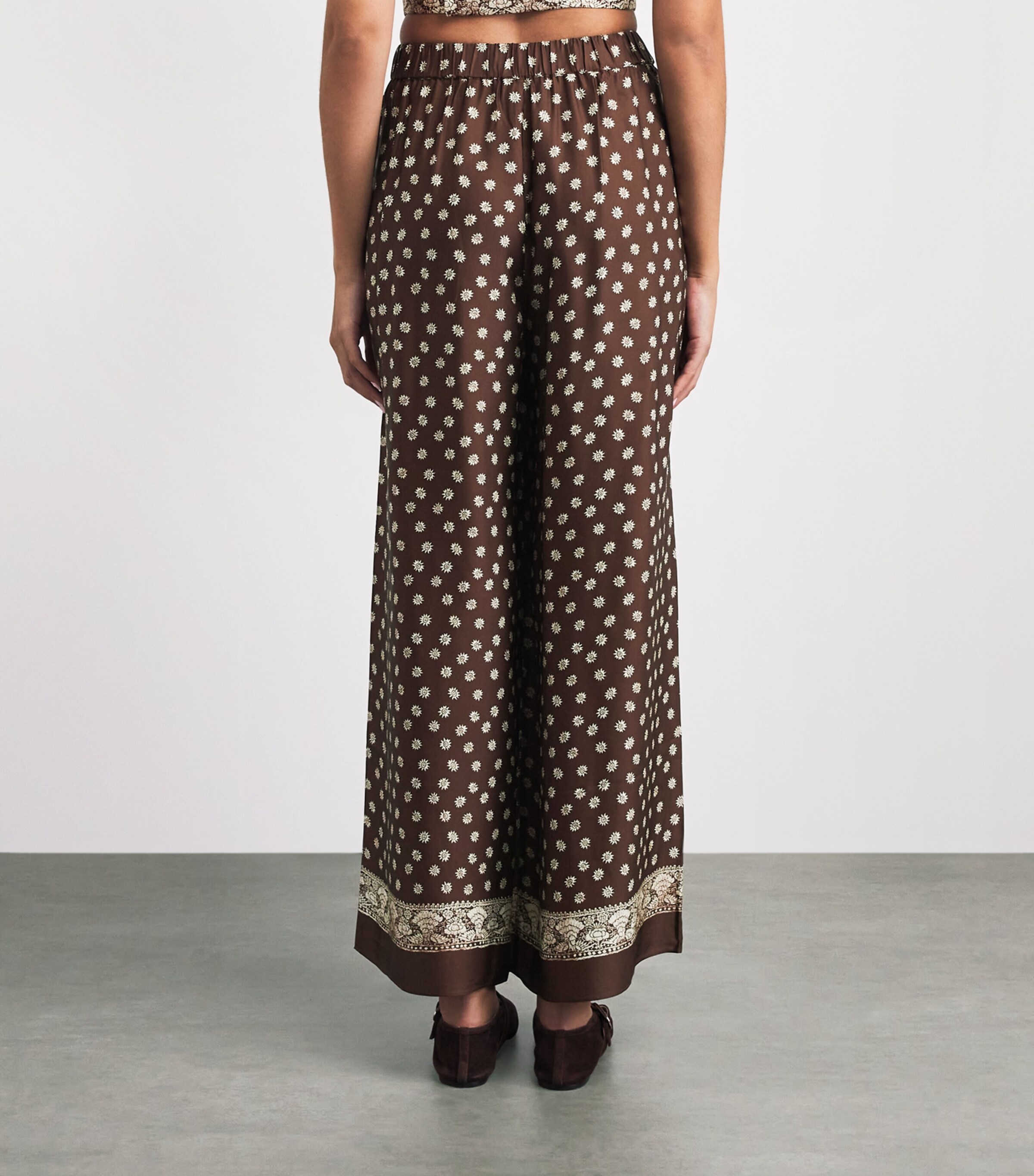 Claudie Pierlot Womens Printed Wide-Leg Trousers Dark Print Image 5