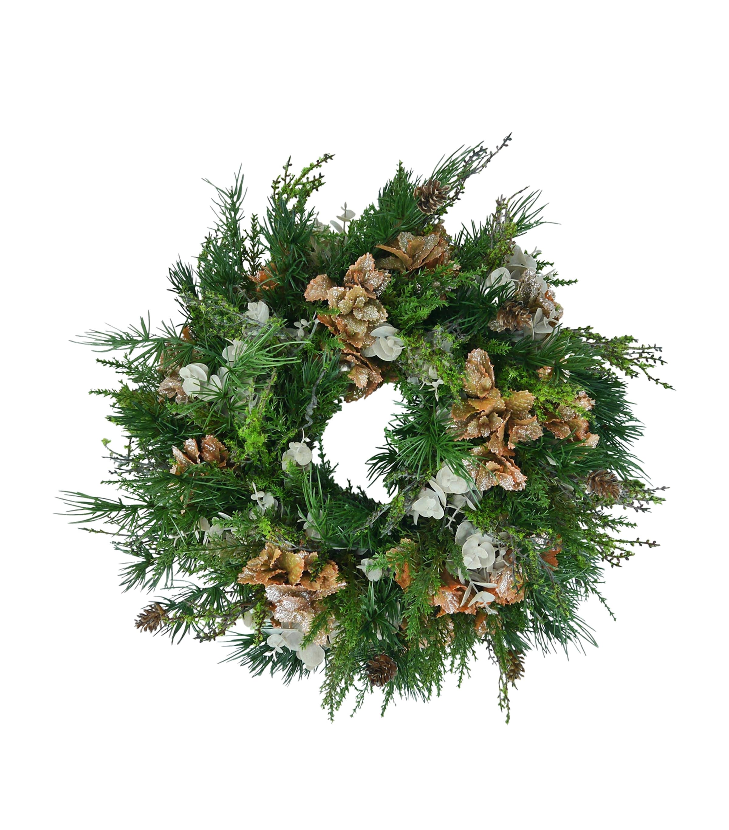 Edelpink & Goldgrün Eucalyptus and Root Branch Wreath Green/brown Image 1