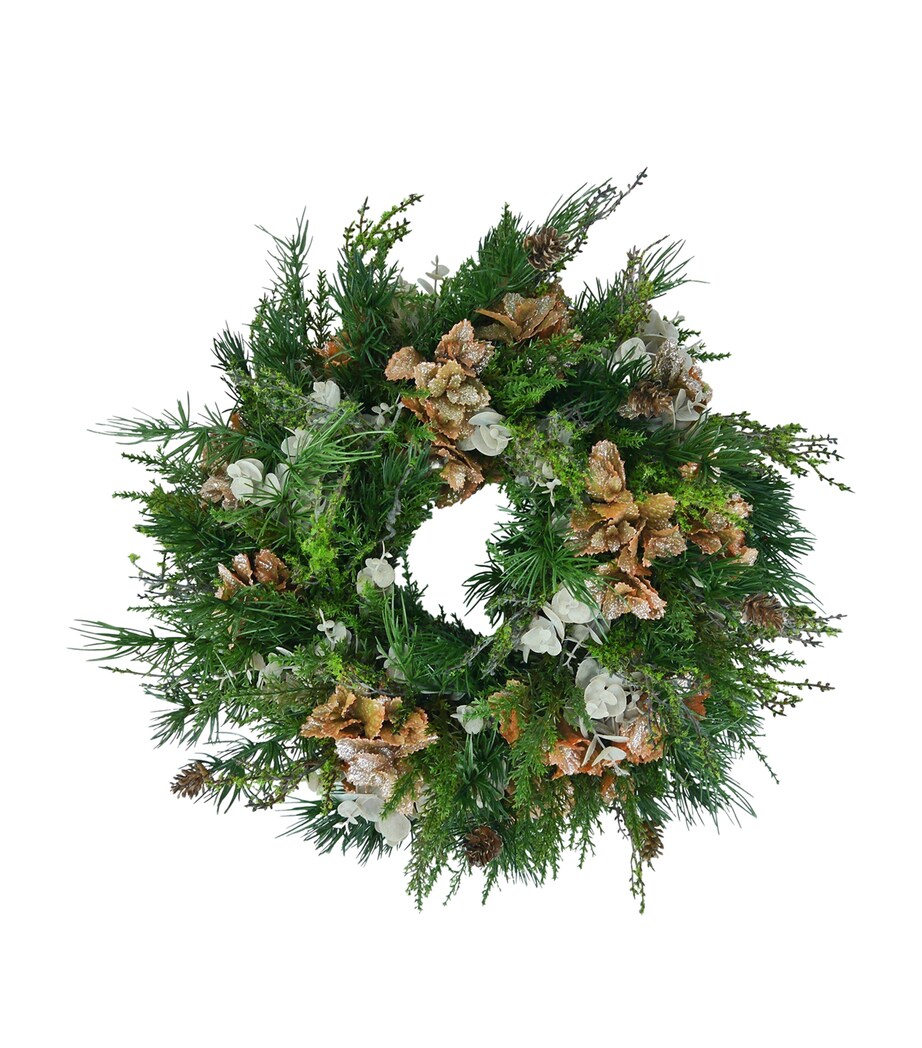 Edelpink & Goldgrün Eucalyptus and Root Branch Wreath Green/brown Image 1