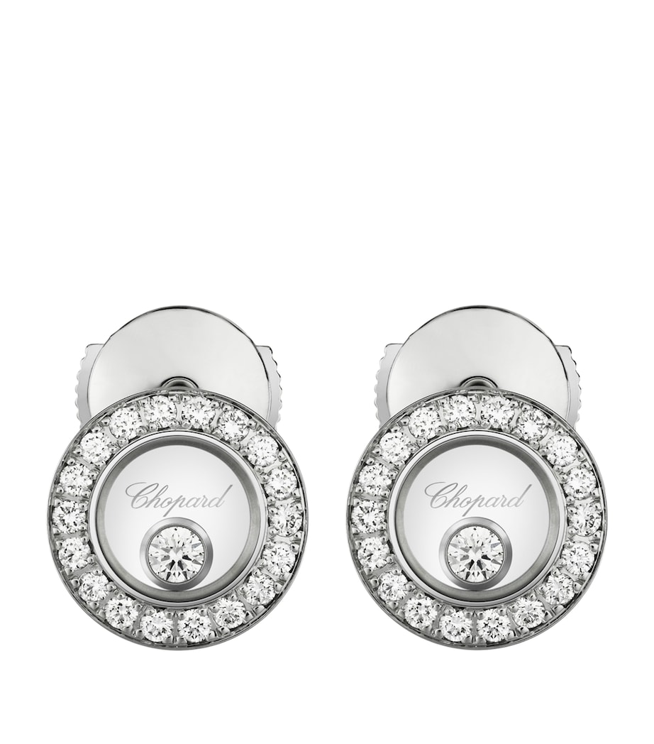 White Gold and Diamond Happy Diamonds Icons Pavé Earrings 18K WHITE GOLD Image 1