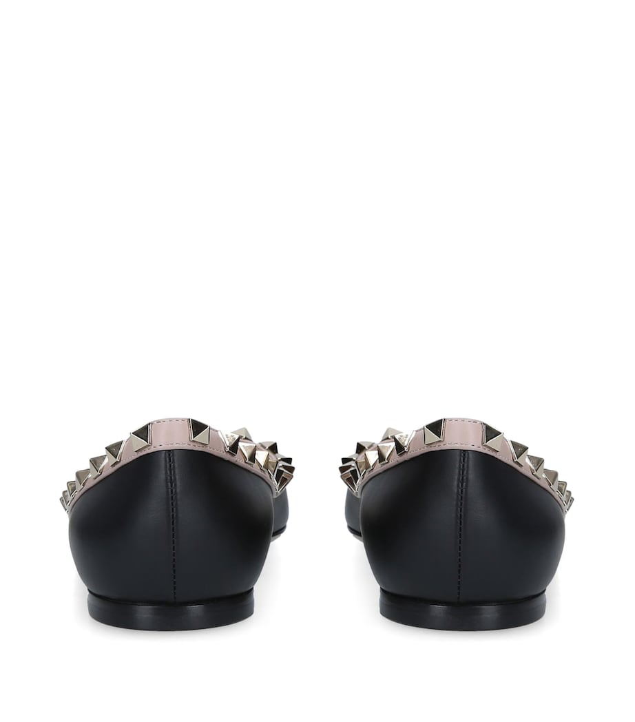 Valentino Garavani Valentino Garavani Leather Rockstud Flats Black Image 2
