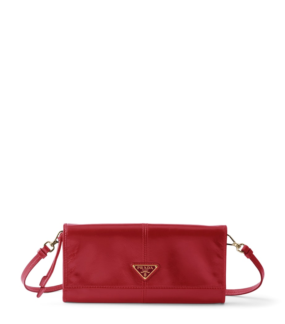 Prada Leather Wallet with Shoulder Strap Red Image 1