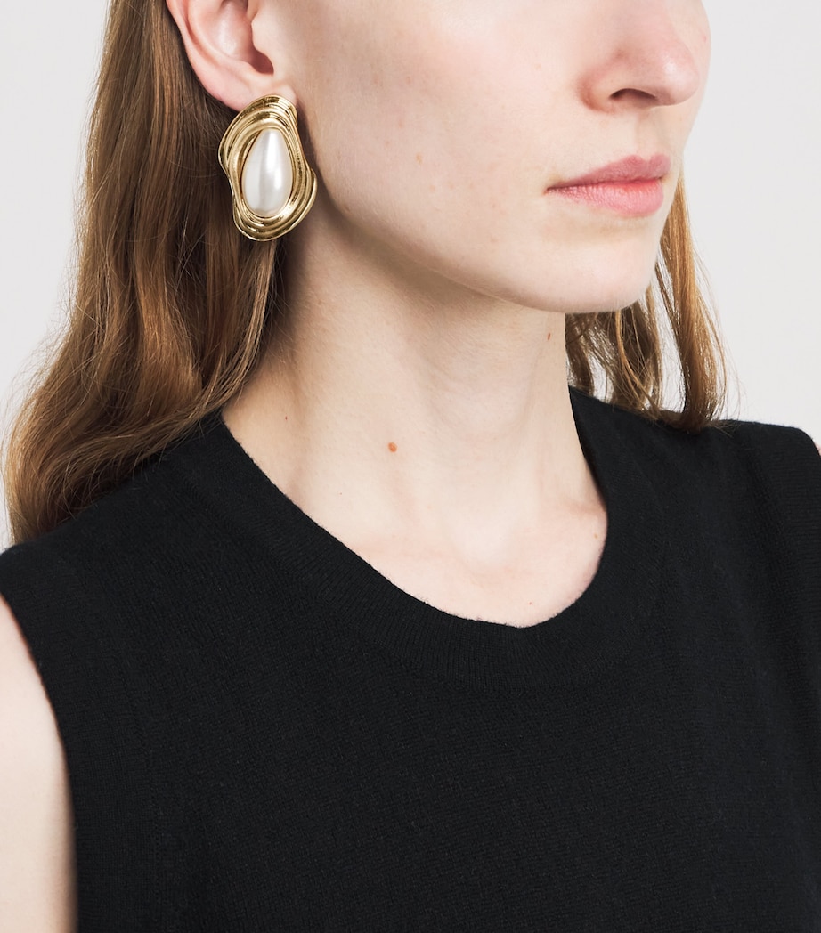 Faux Pearl And Crystal Earrings GOLD Image 5