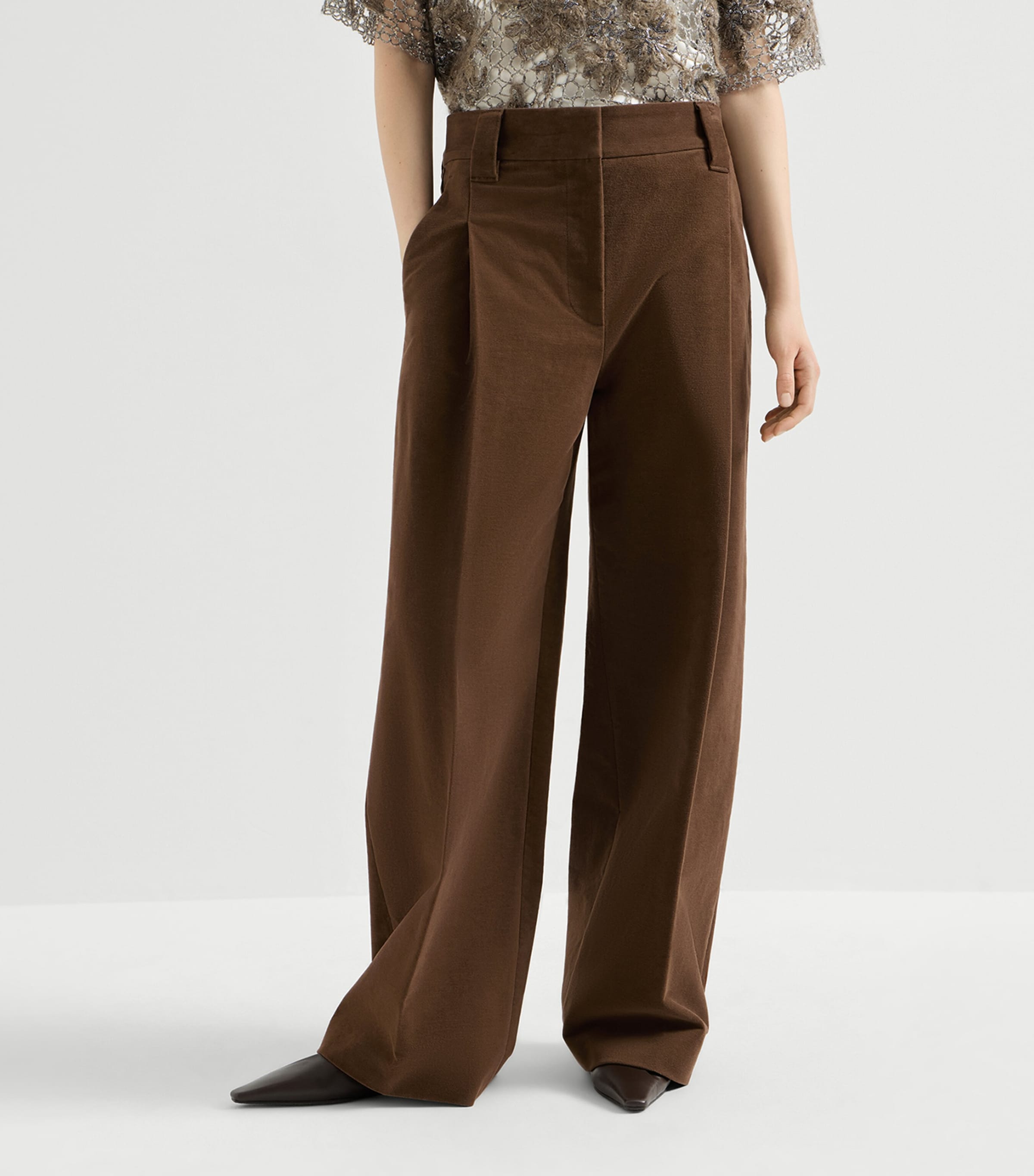 Brunello Cucinelli Womens Moleskin Sartorial Trousers Image 4