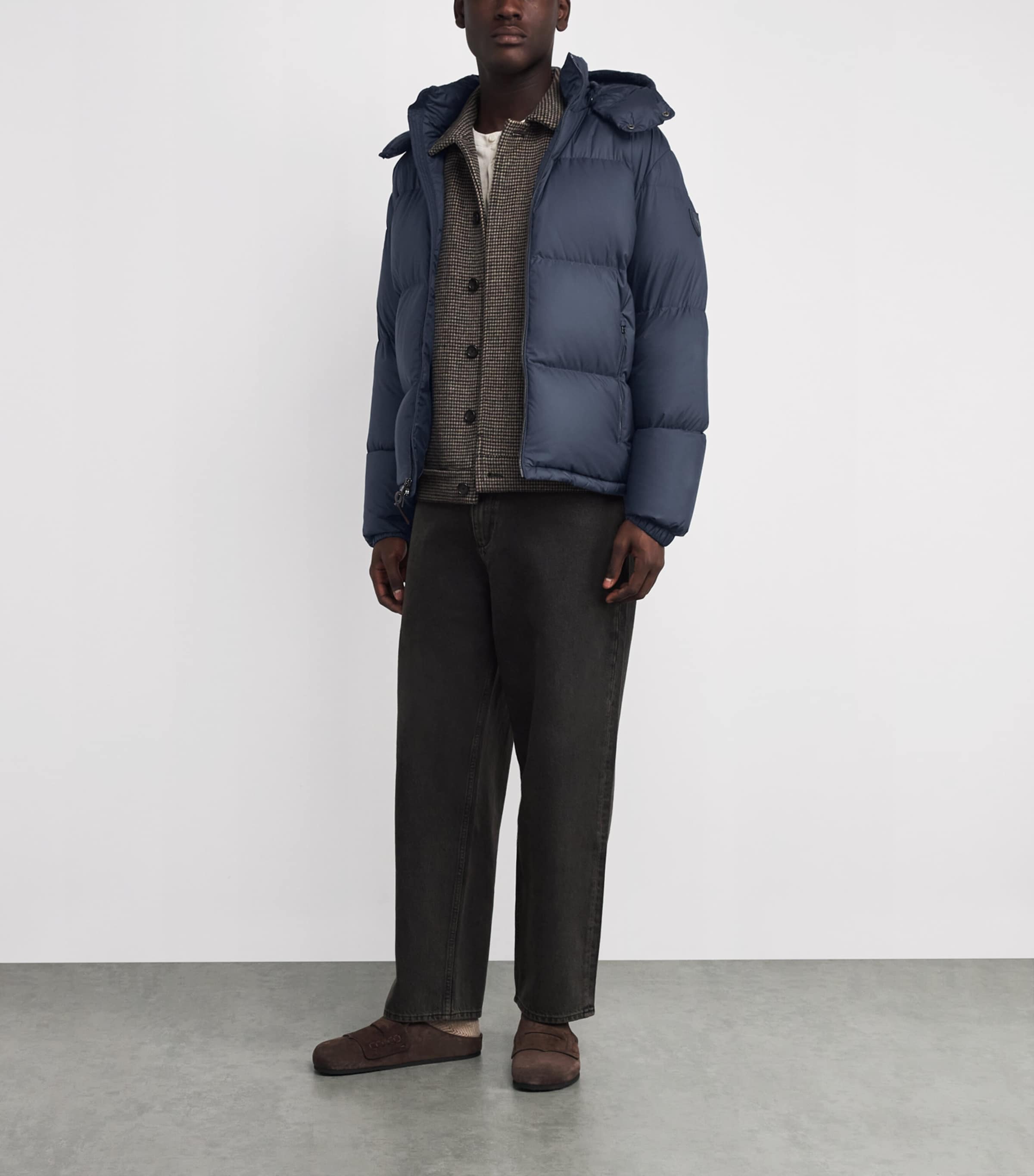 Down Detachable-Hood Puffer Jacket NAVY Image 2