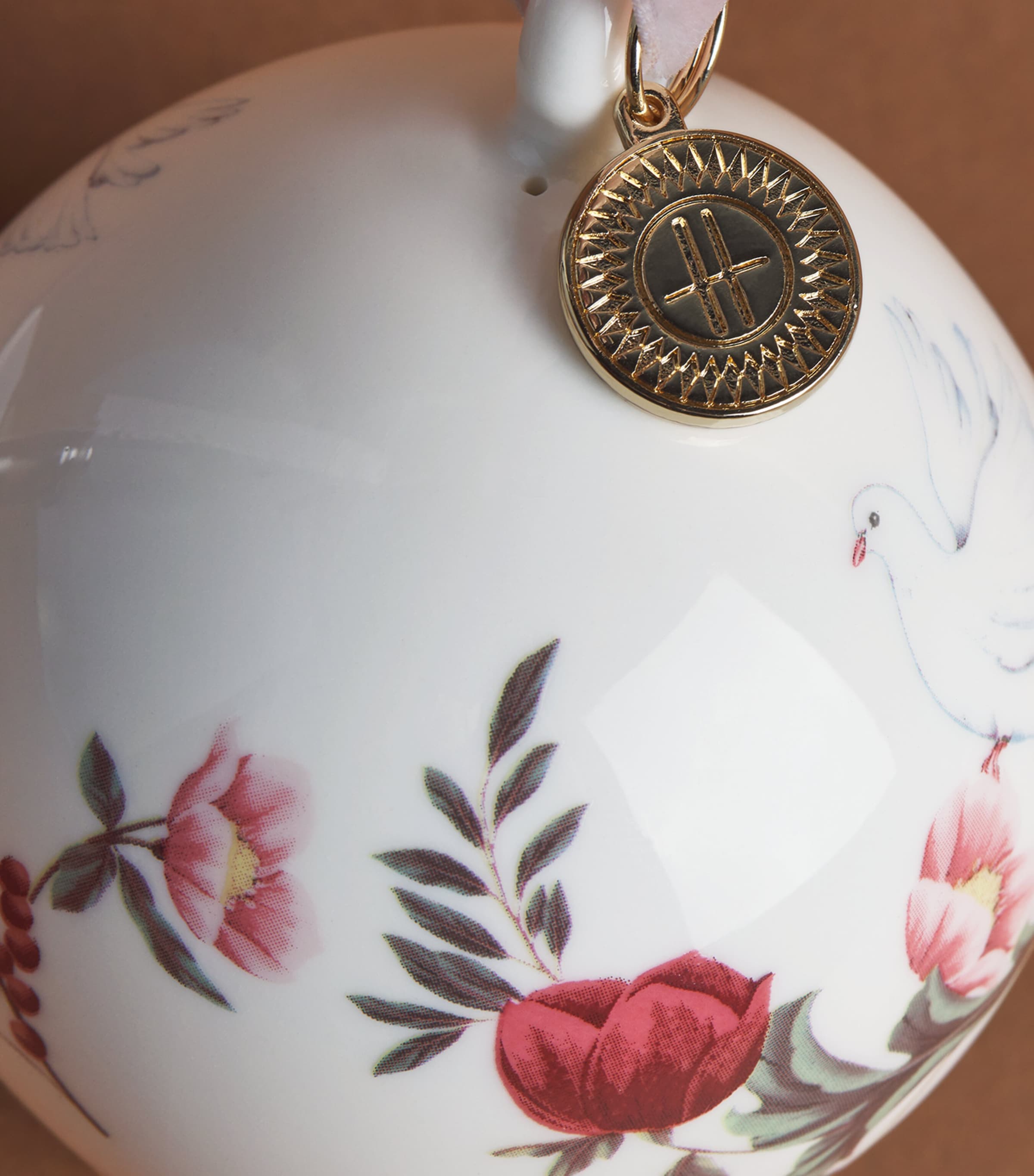 Harrods Fine China Turtle Dove Bauble Image 2