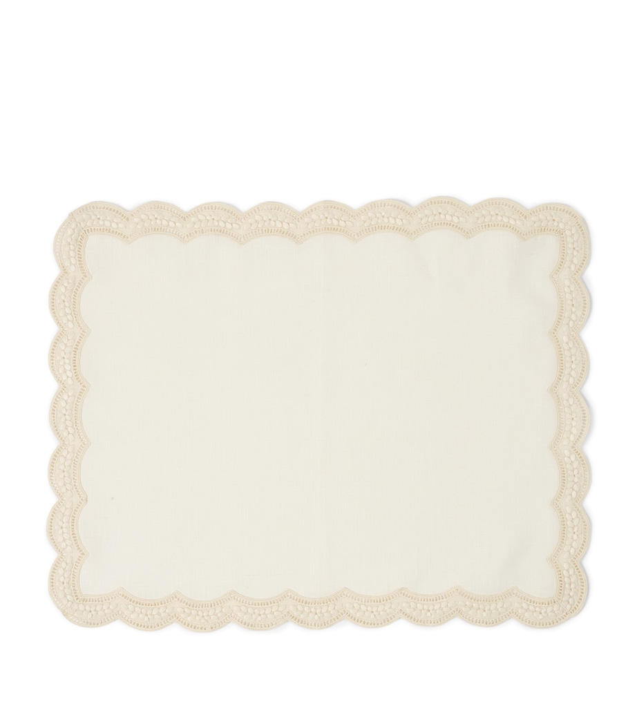 Linen Embroidered Emilia Placemat (50cm x 40cm) WHITE Image 2