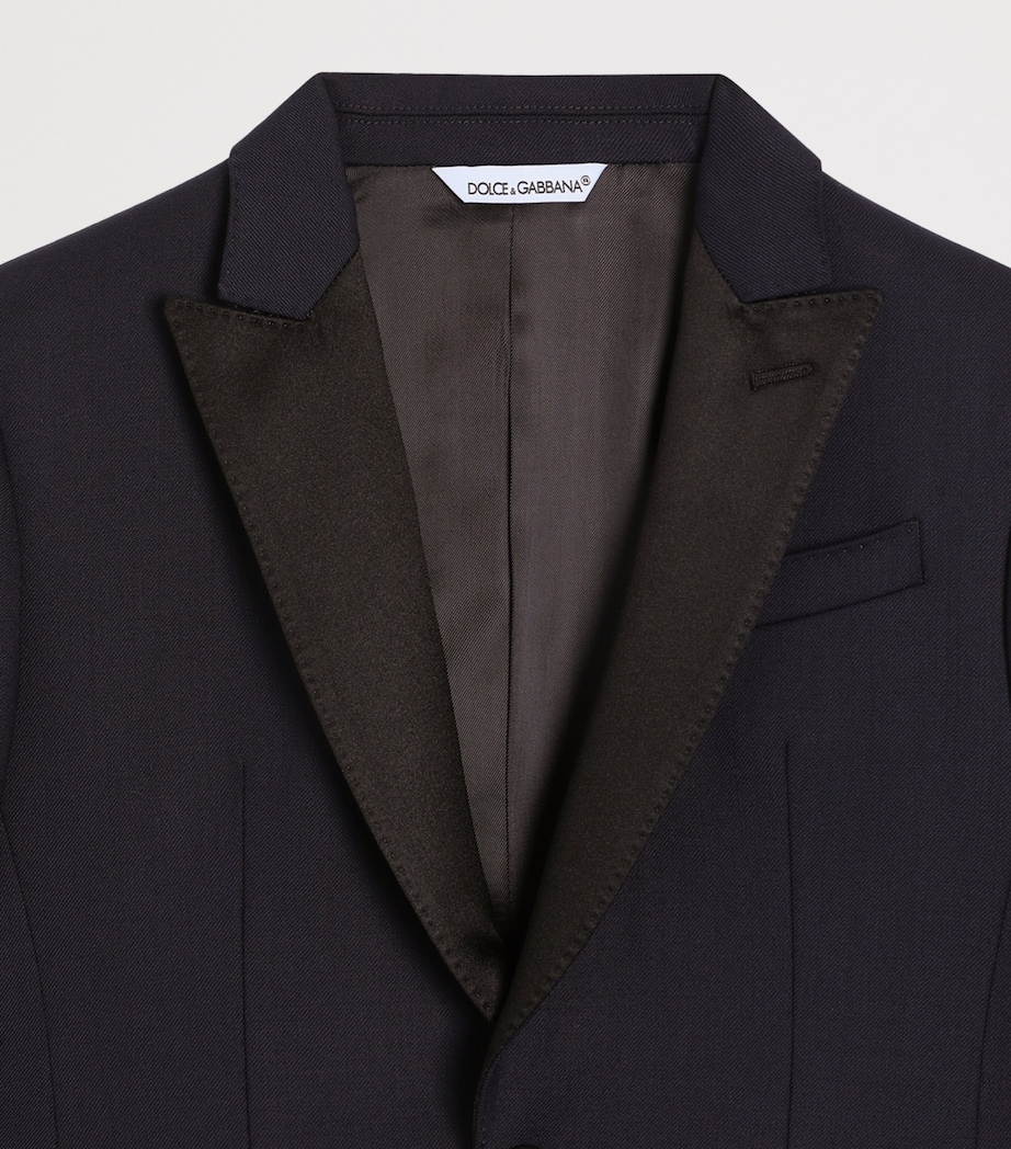 Dolce&Gabbana Kids Virgin Wool-Blend Blazer (8-14 Years) Dark Blue Image 2