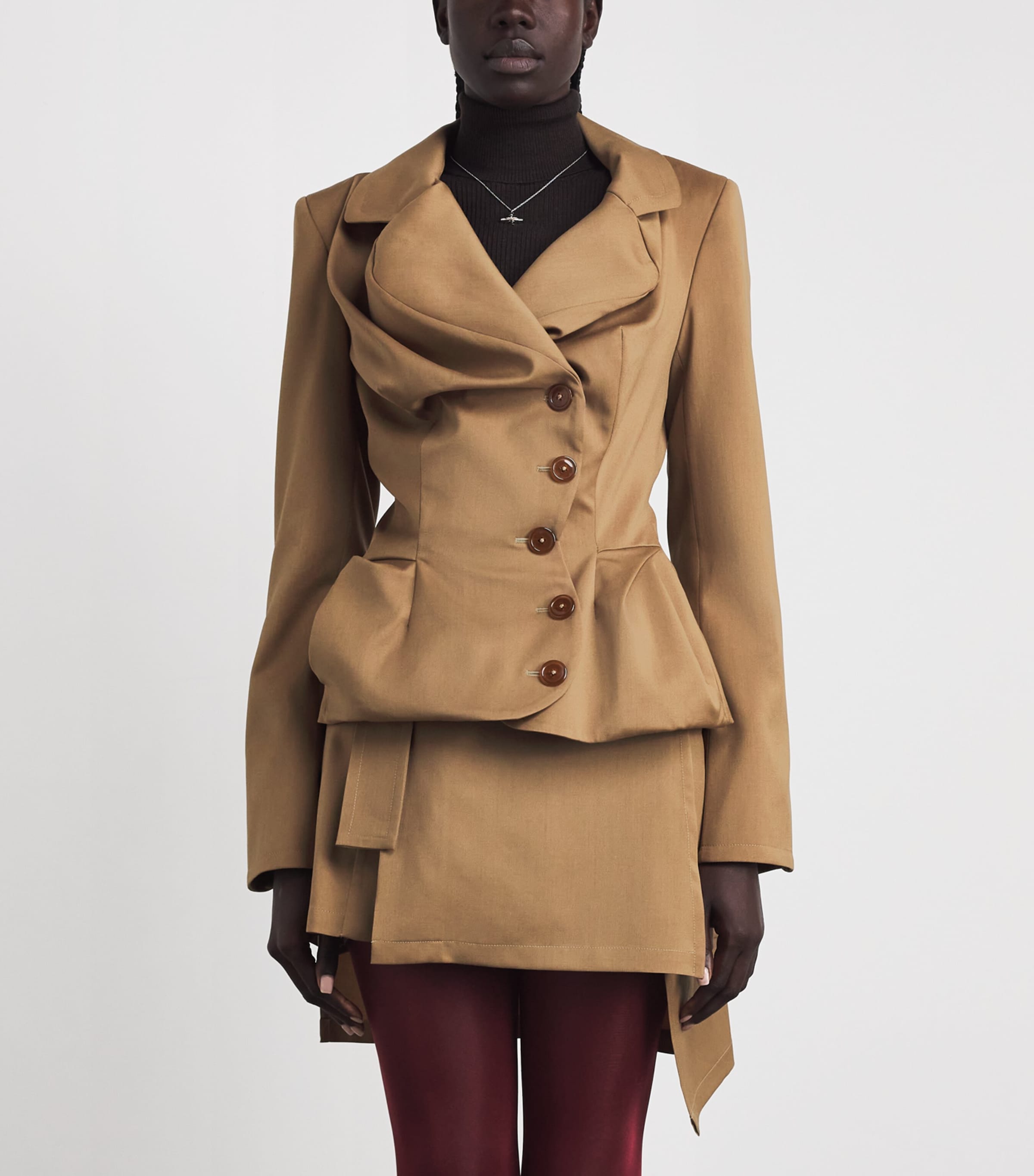 Vivienne Westwood Womens Virgin Wool Drunken Jacket Camel Image 4