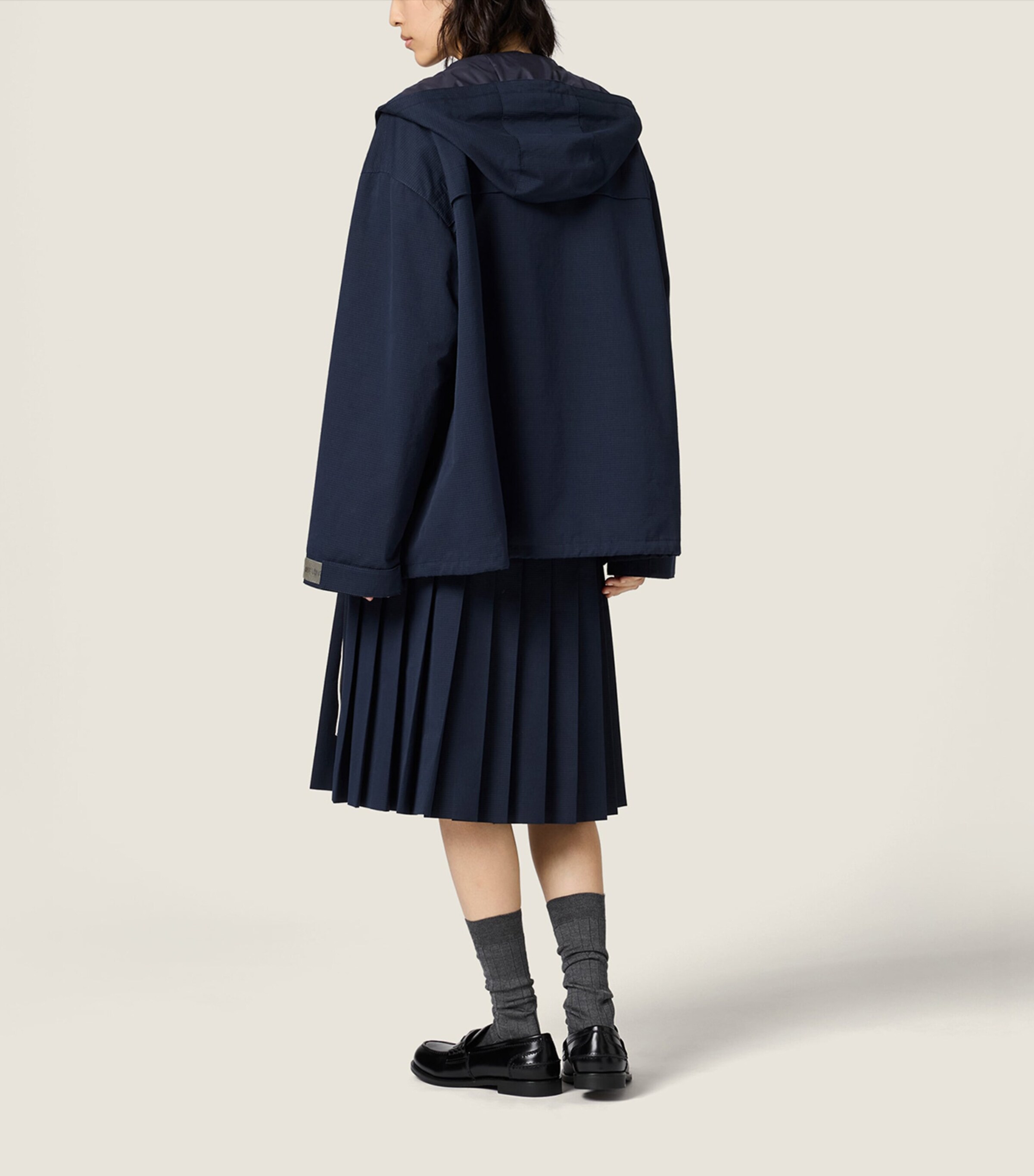 Miu Miu Womens Pleated Ripstop Midi Skirt Image 3