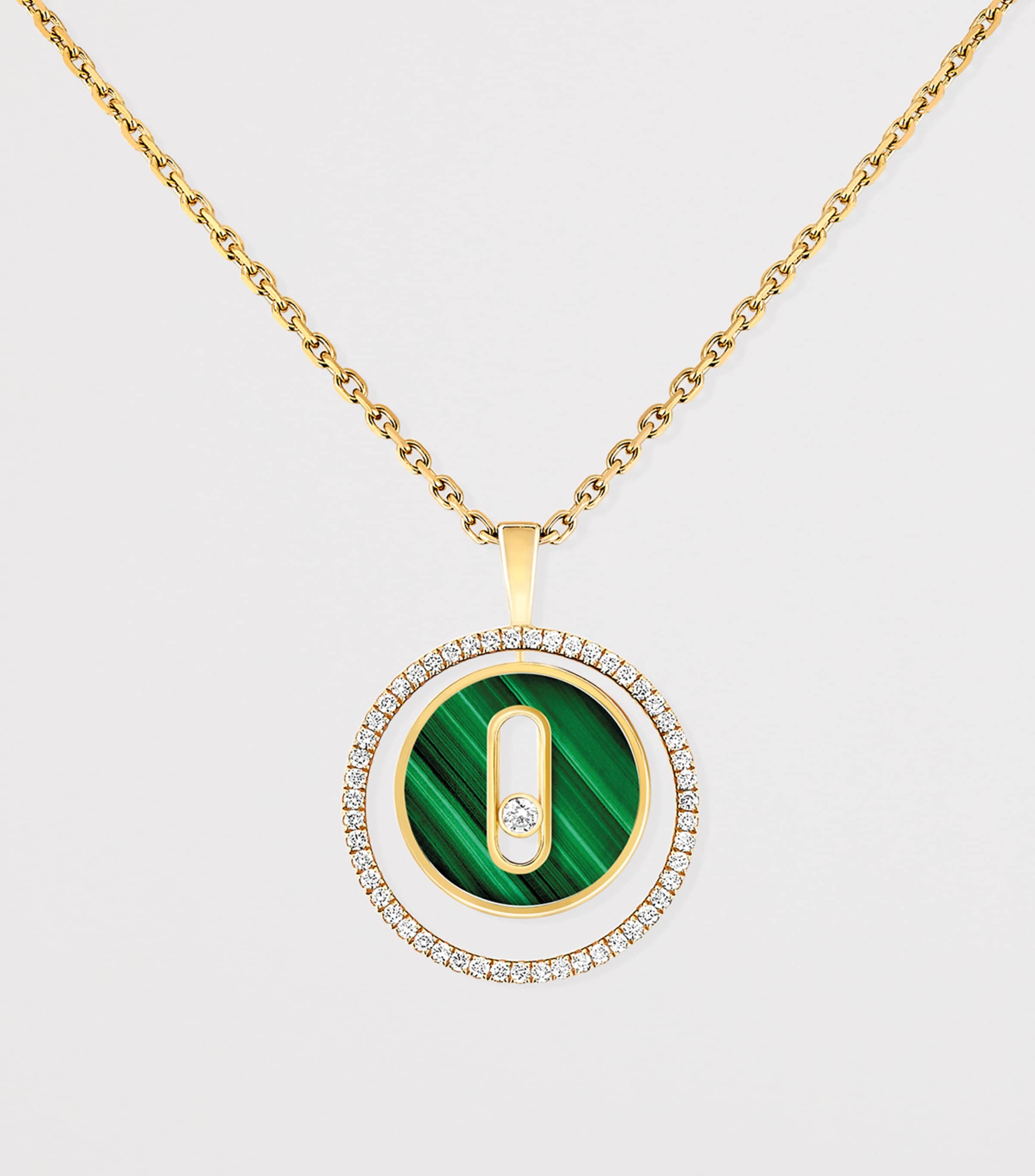 Messika Lucky Move Yellow Gold, Diamond and Malachite Necklace (0.18ct) Yellow Gold Image 3