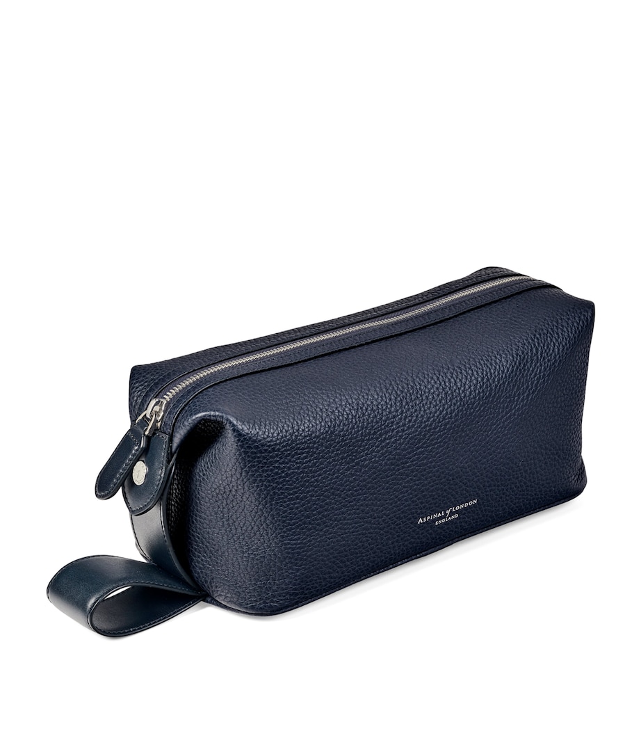 Leather Reporter Wash Bag NAVY Image 4