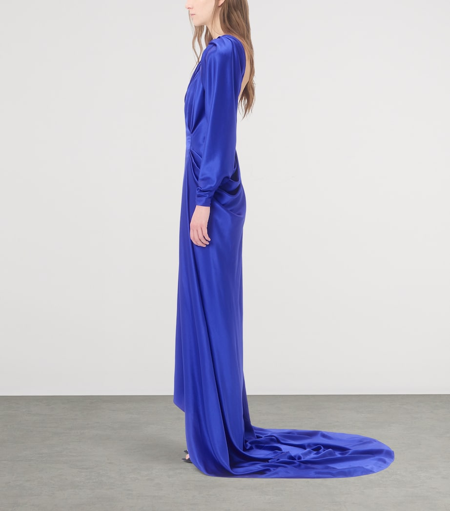 Valentino Womens Silk Satin One-Shoulder Gown Bdn Image 3