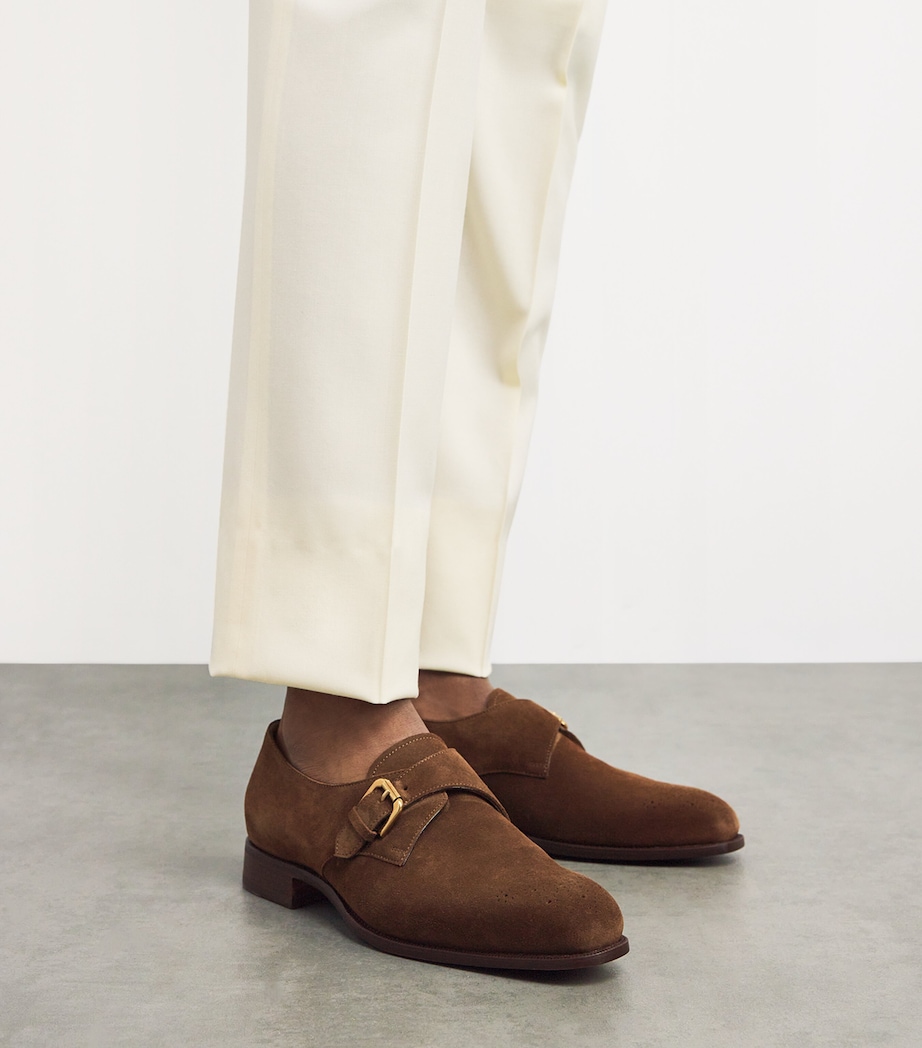 Ralph Lauren Purple Label Suede Darnell Monk Shoes Chestnut Brown Image 2