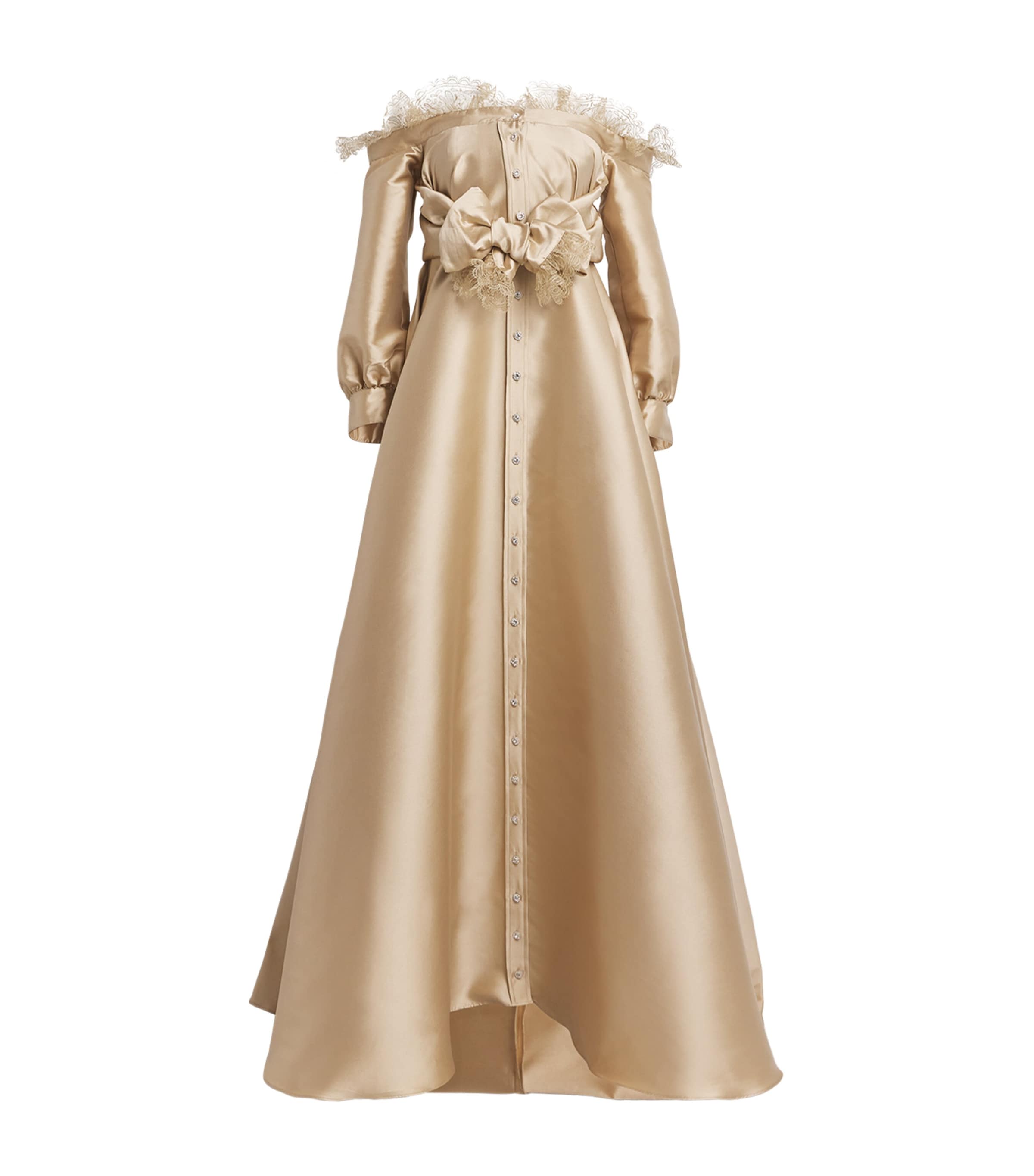 Alexis Mabille Lace-trim Kurkova Gown In Gold