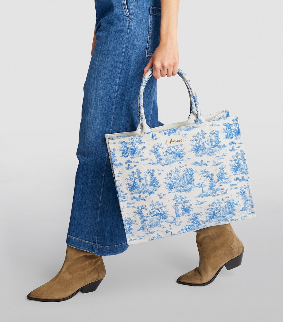Harrods Toile Grocery Shopper Bag Blue Image 2