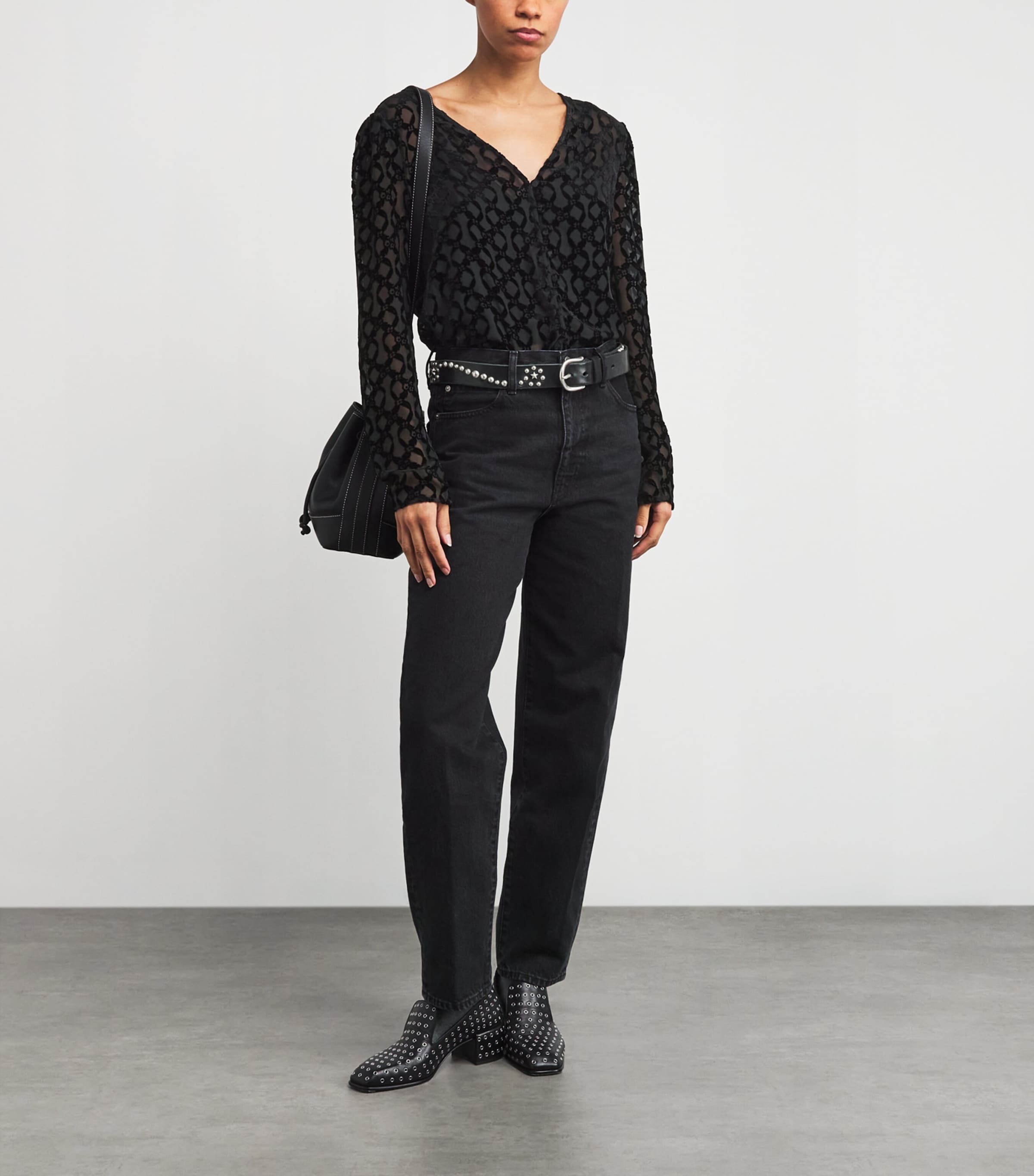 Velvet Jacquard Amaya Blouse BLACK Image 2