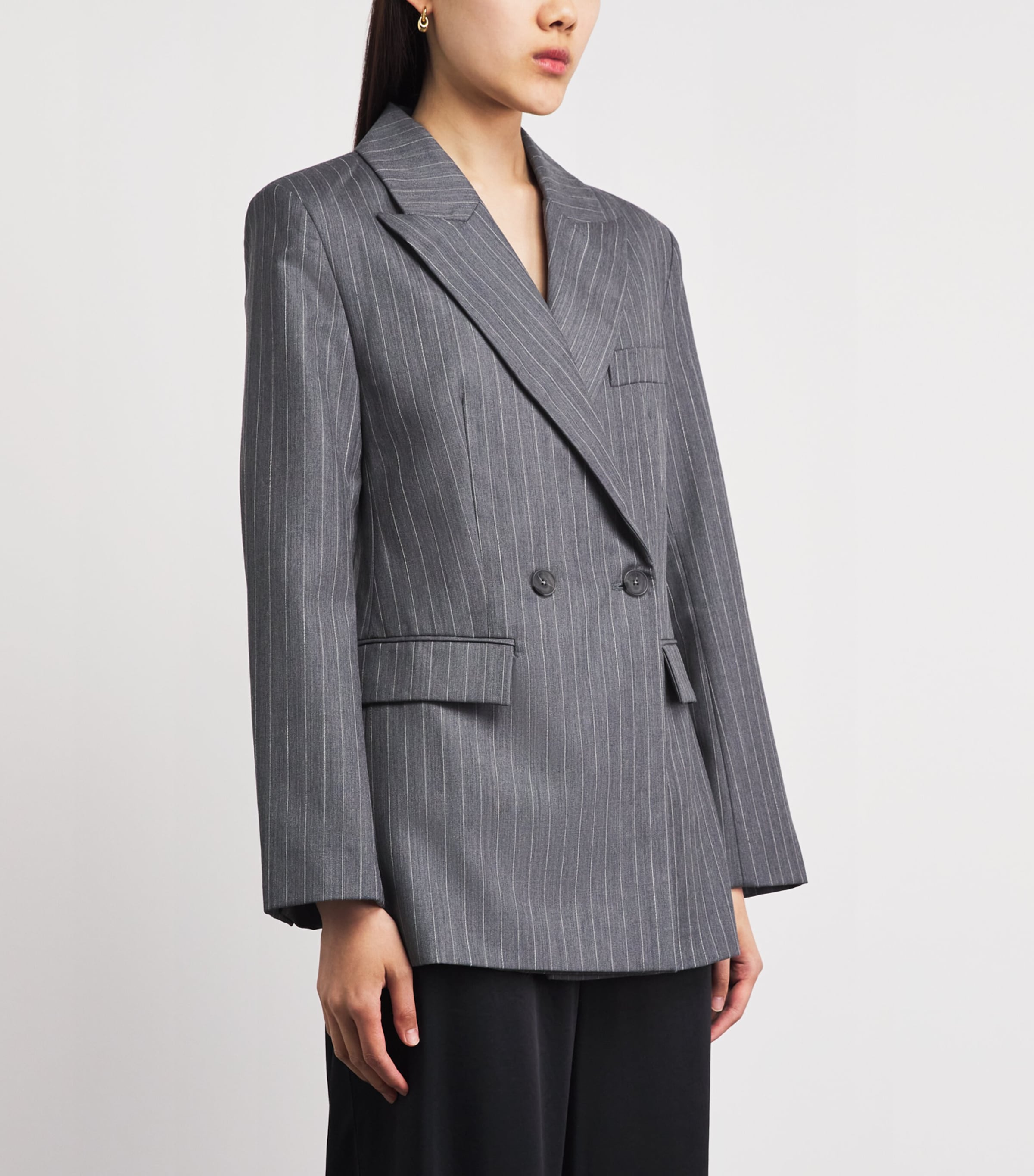 ANINE BING Womens Wool Pinstripe Tiphaine Blazer Image 4