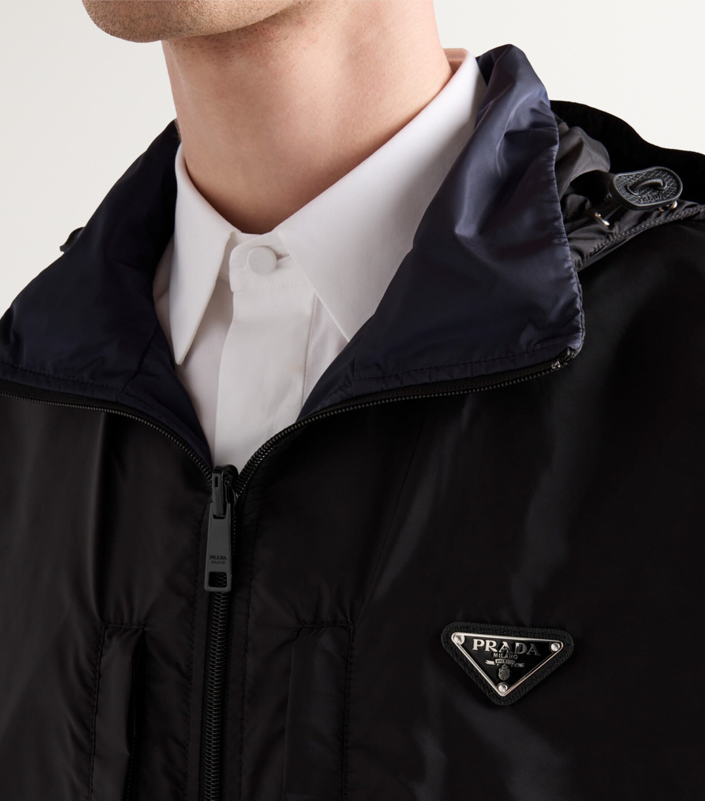 Prada Black Re-Nylon Oversized Hooded Jacket | Harrods UK
