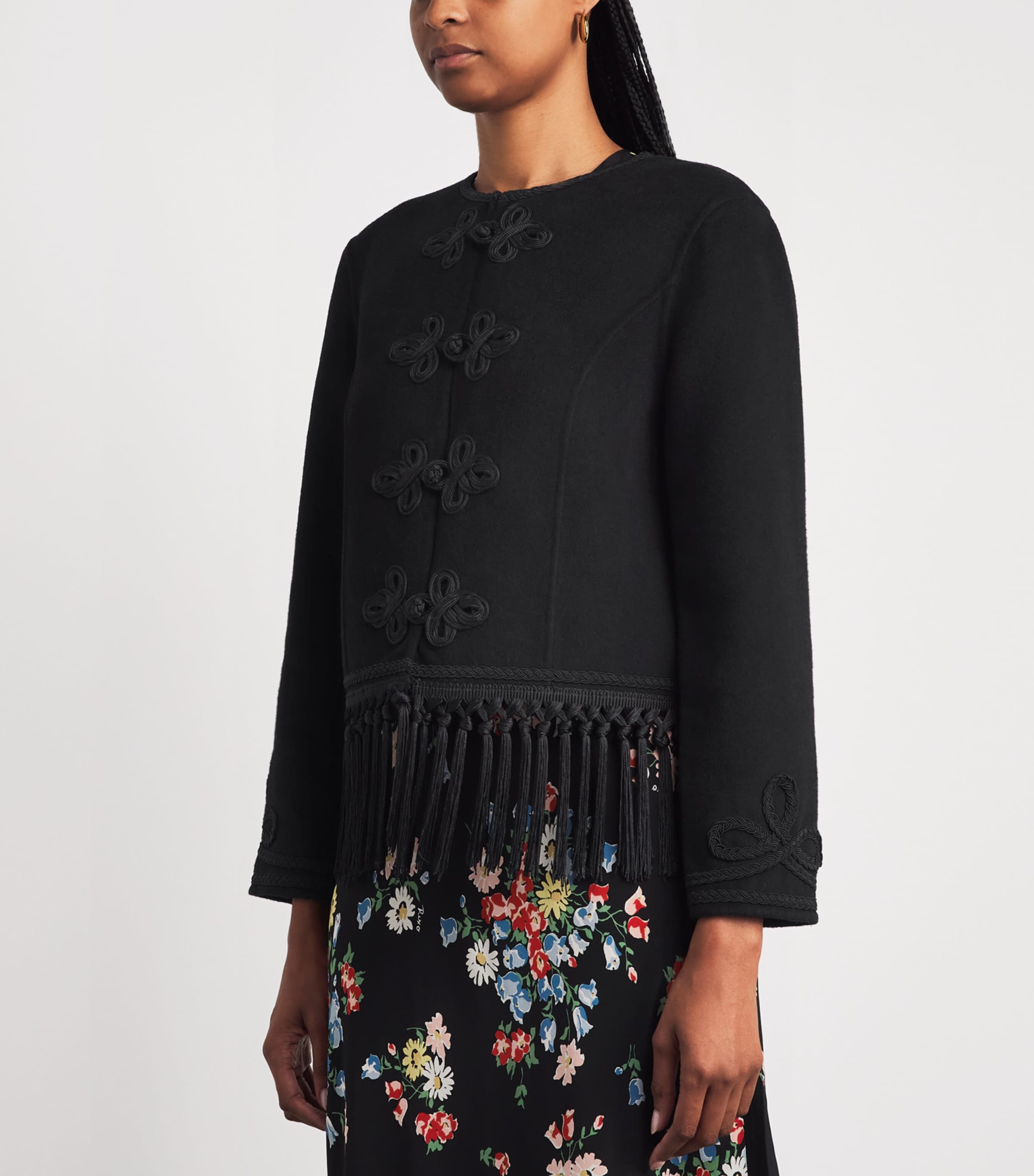 Rixo Womens Inga Fringed Jacket Black Image 4