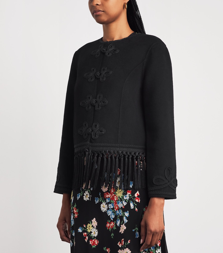 Rixo Womens Inga Fringed Jacket Black Image 4