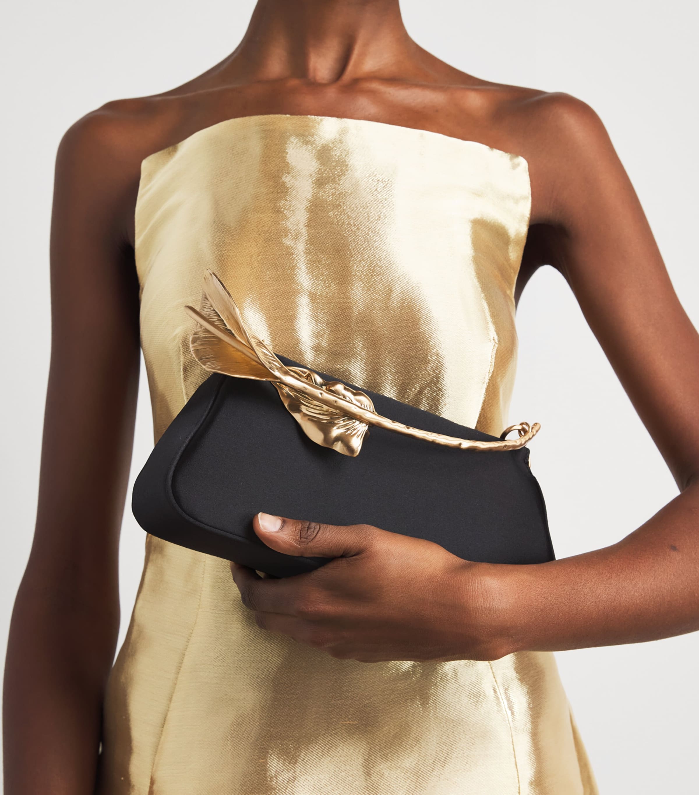 Cult Gaia Mini Silk-Satin Calla Top-Handle Bag Black Image 4