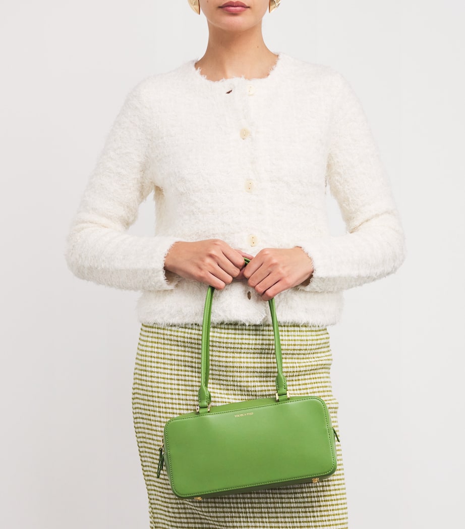 Veronica Beard Leather Boxy Shoulder Bag Lemongrass Image 2