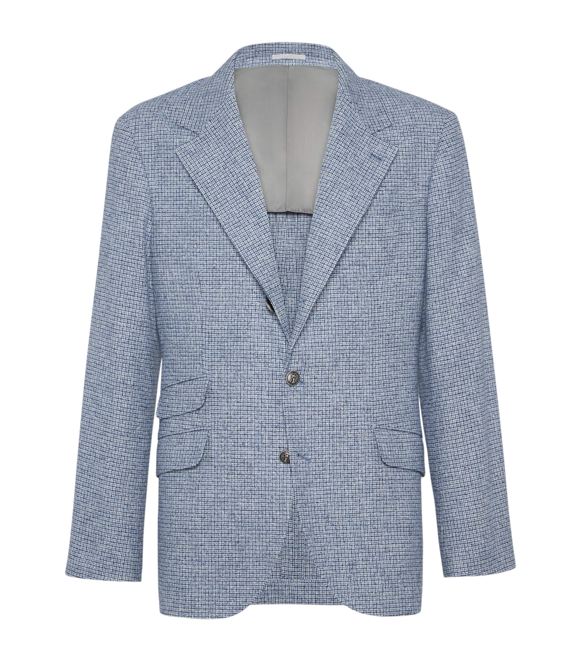 Brunello Cucinelli Silk-wool-cashmere Deconstructed Blazer In Blue