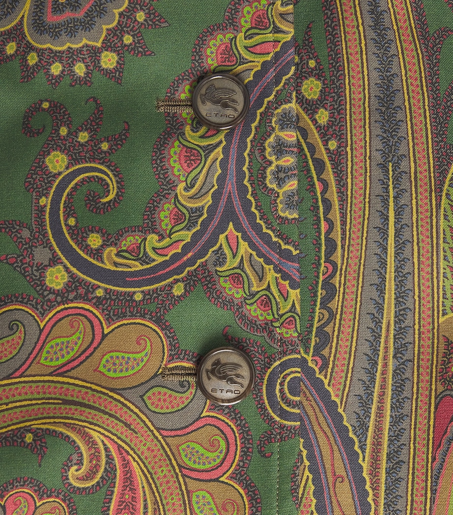 Etro Womens Cotton Gabardine Paisley Cape Jacket Green Image 6