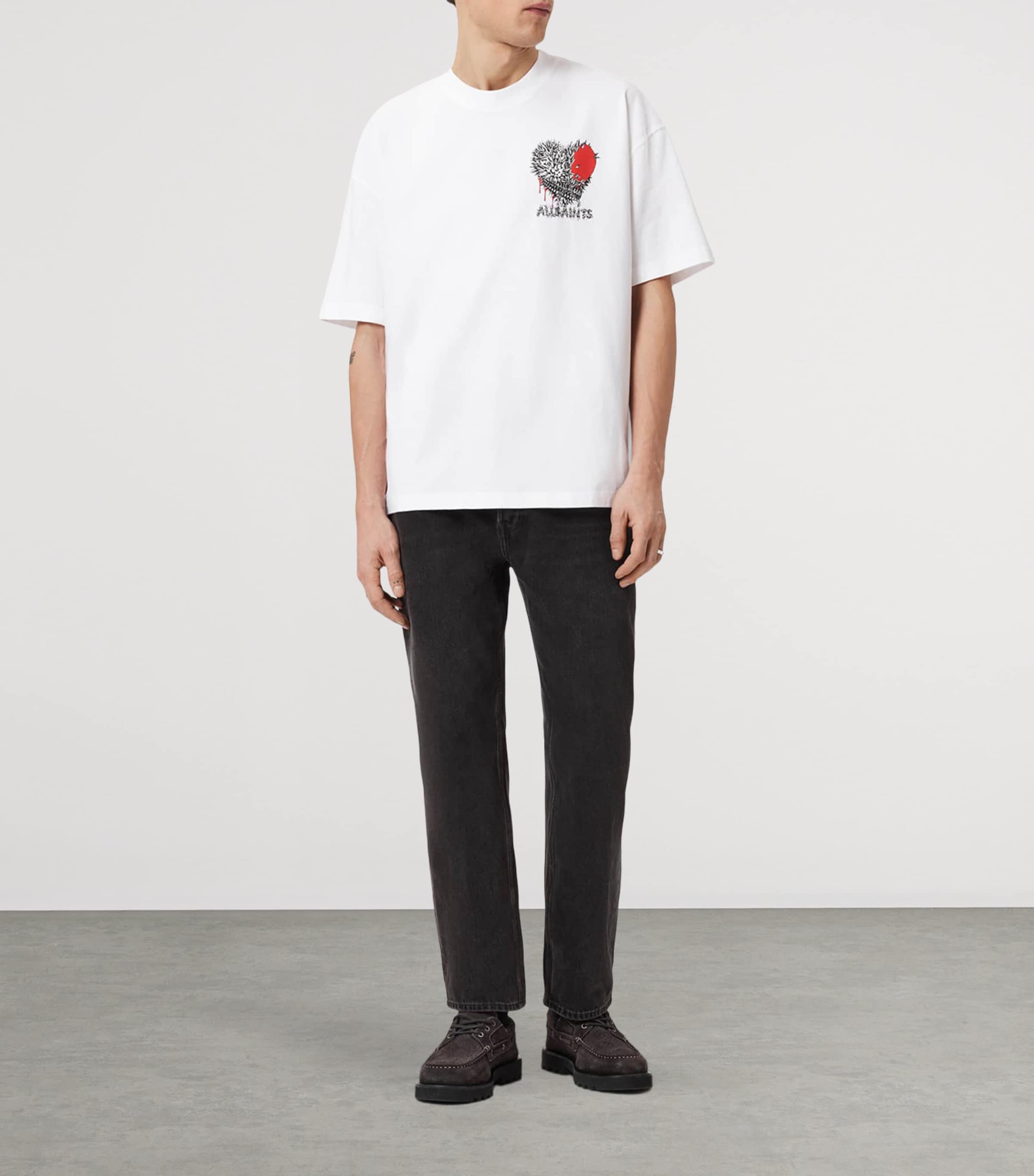 AllSaints Mens Organic Cotton Chaste T-Shirt Optic White Image 5