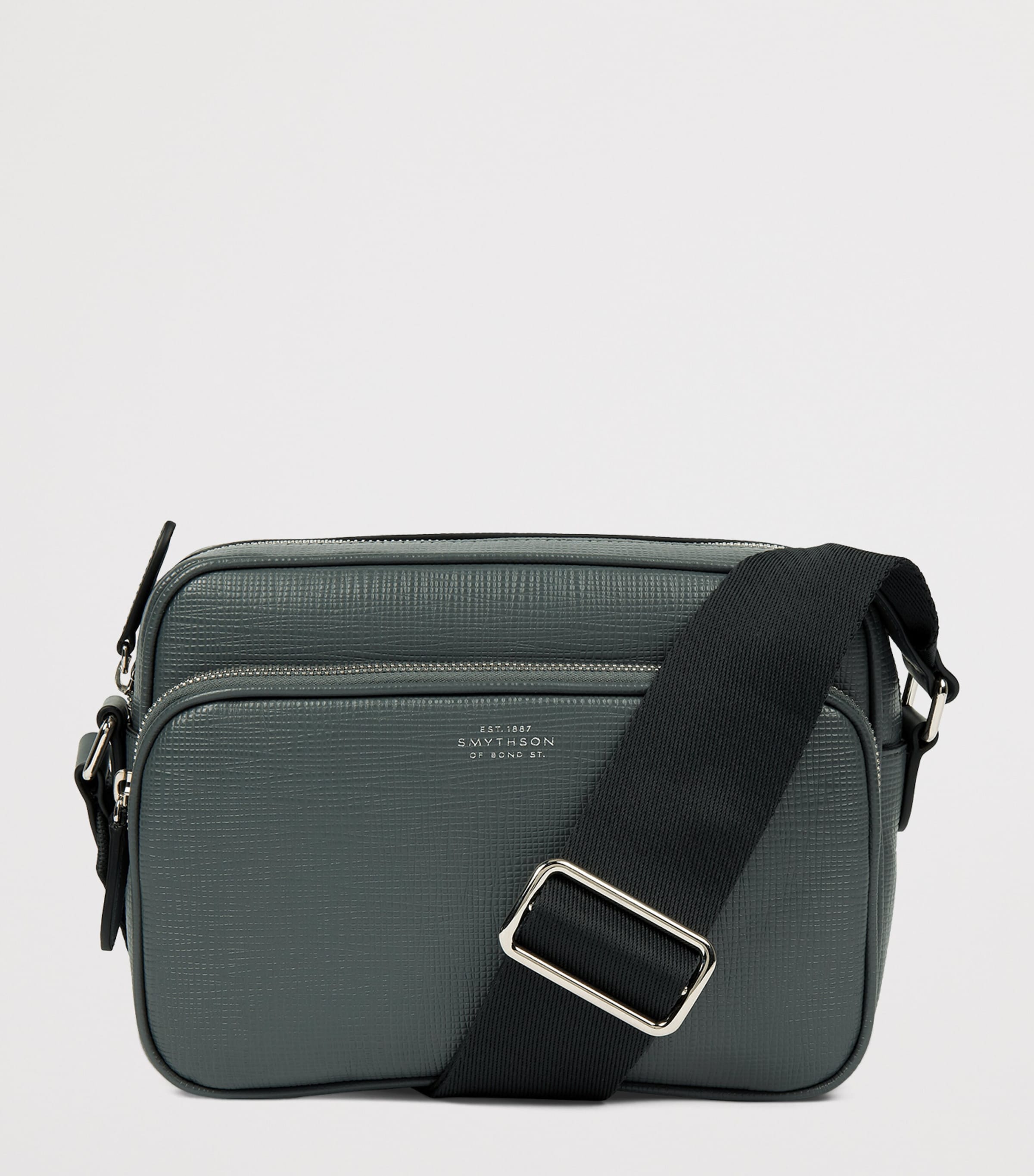 Smythson Leather Panama Cross-Body Bag Slate Green Image 3