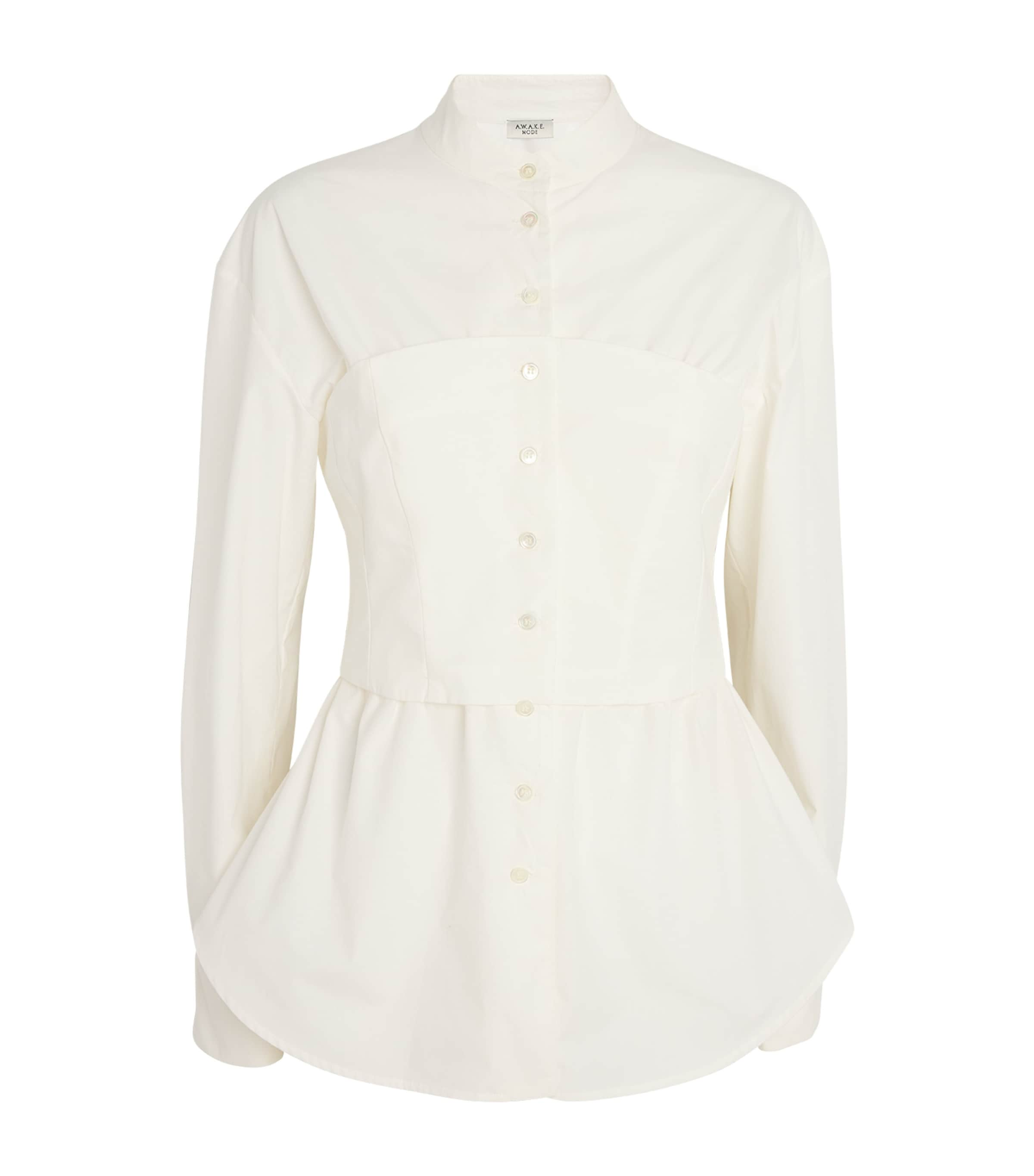 Shop A.w.a.k.e. Cotton Corset-detail Shirt In White