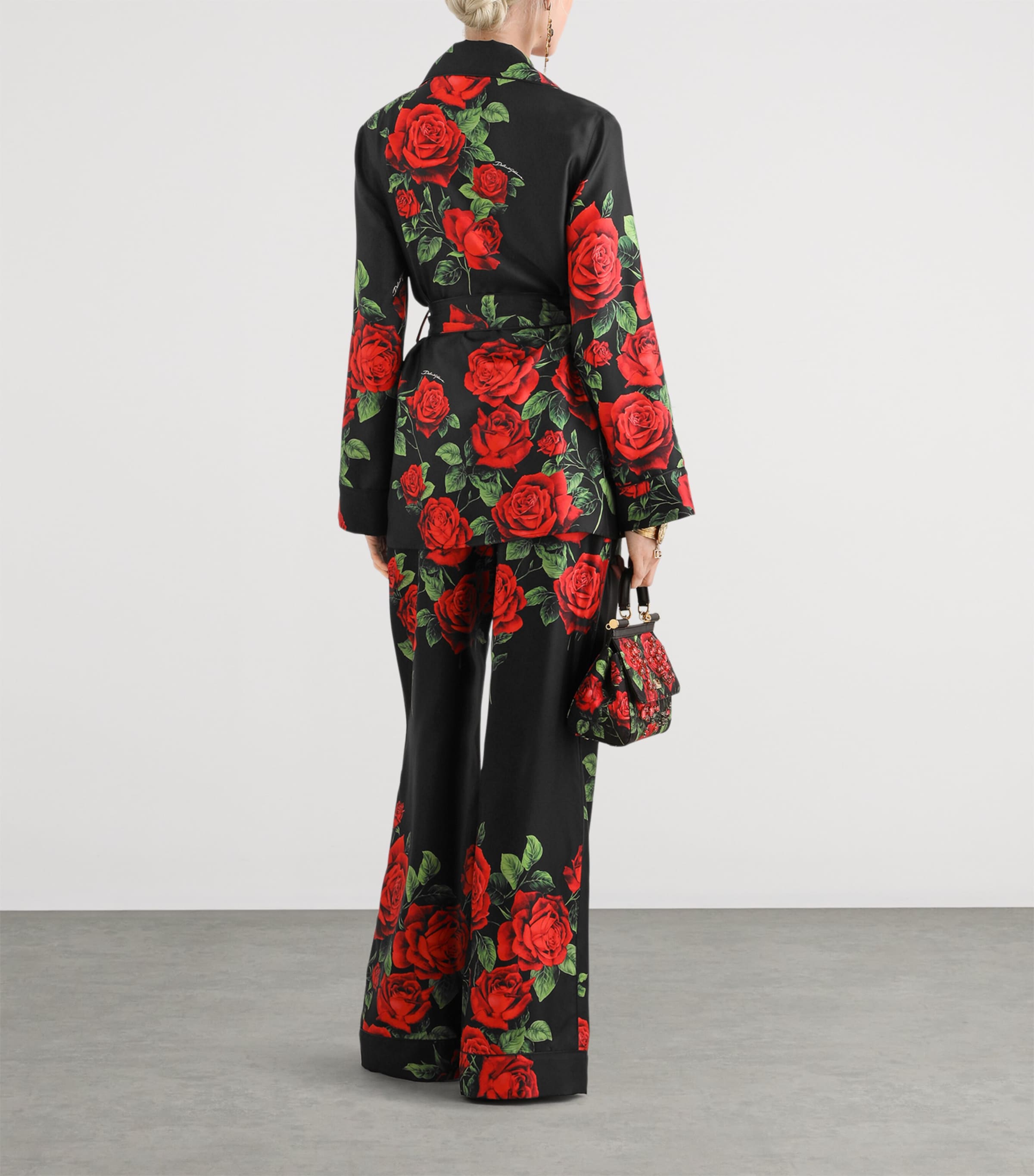 Dolce&Gabbana Womens Silk Logo Pyjama-Style Shirt Rose Rosse F Image 3