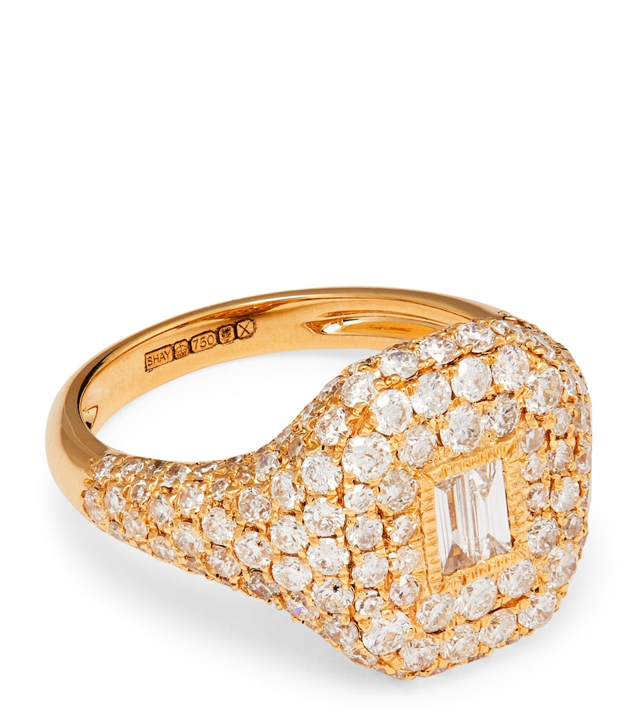 Yellow Gold and Diamond Pavé New Modern Pinky Ring YELLOW GOLD Image 1