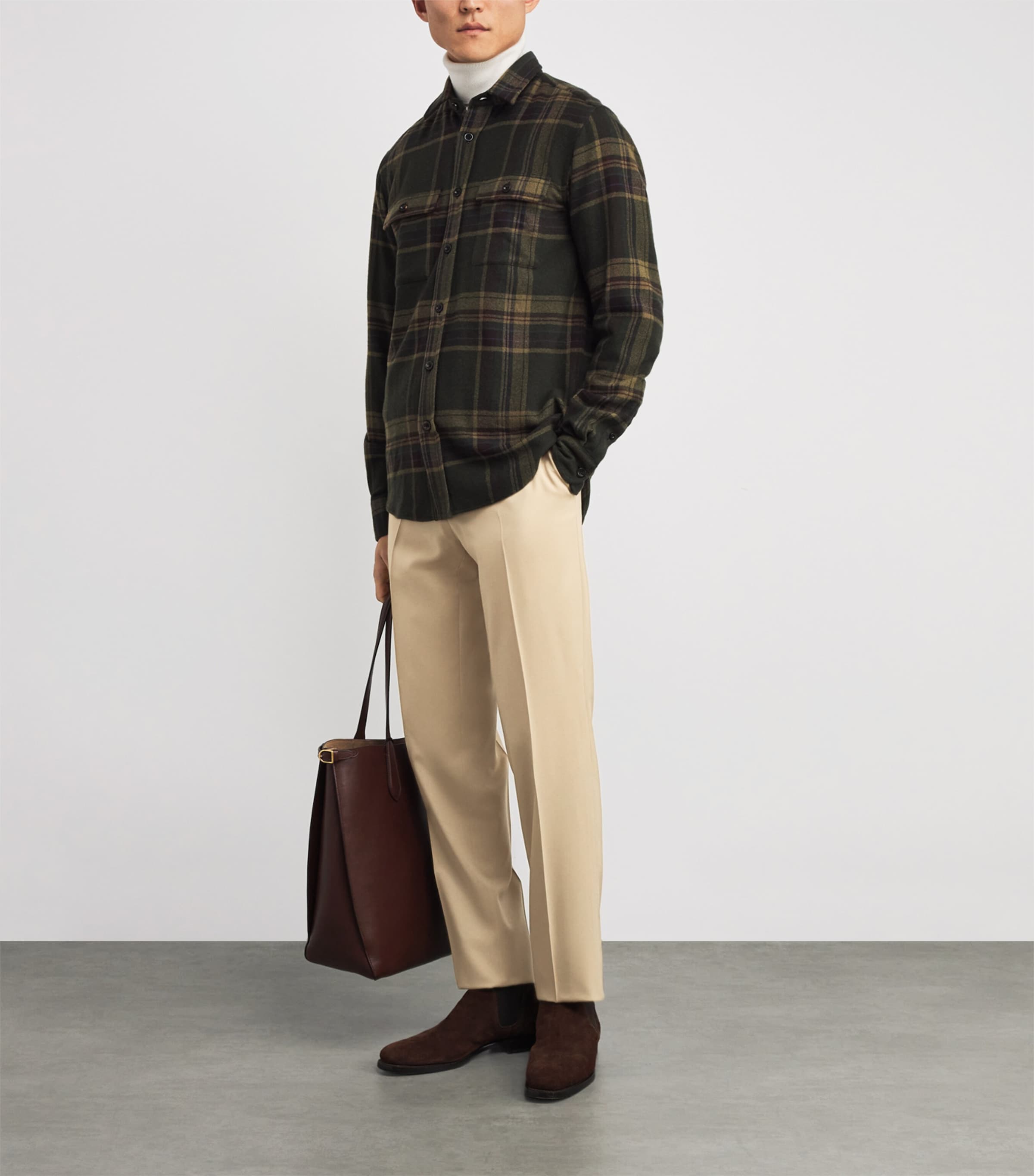Ralph Lauren Purple Label Mens Wool Tailored Trousers Cla Tan Image 2