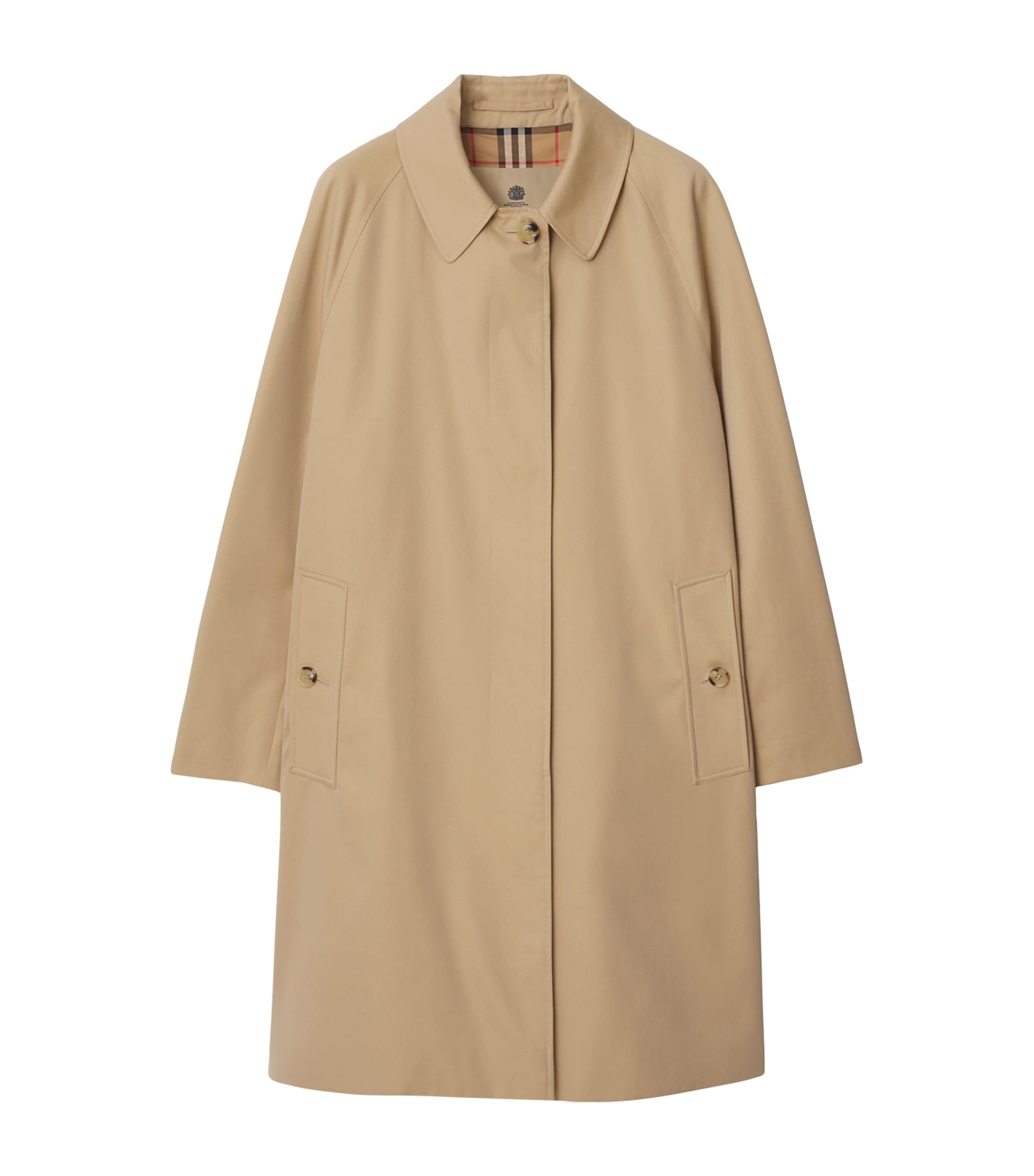 Burberry Gabardine Mid-length Camden Heritage Car Coat In Gold