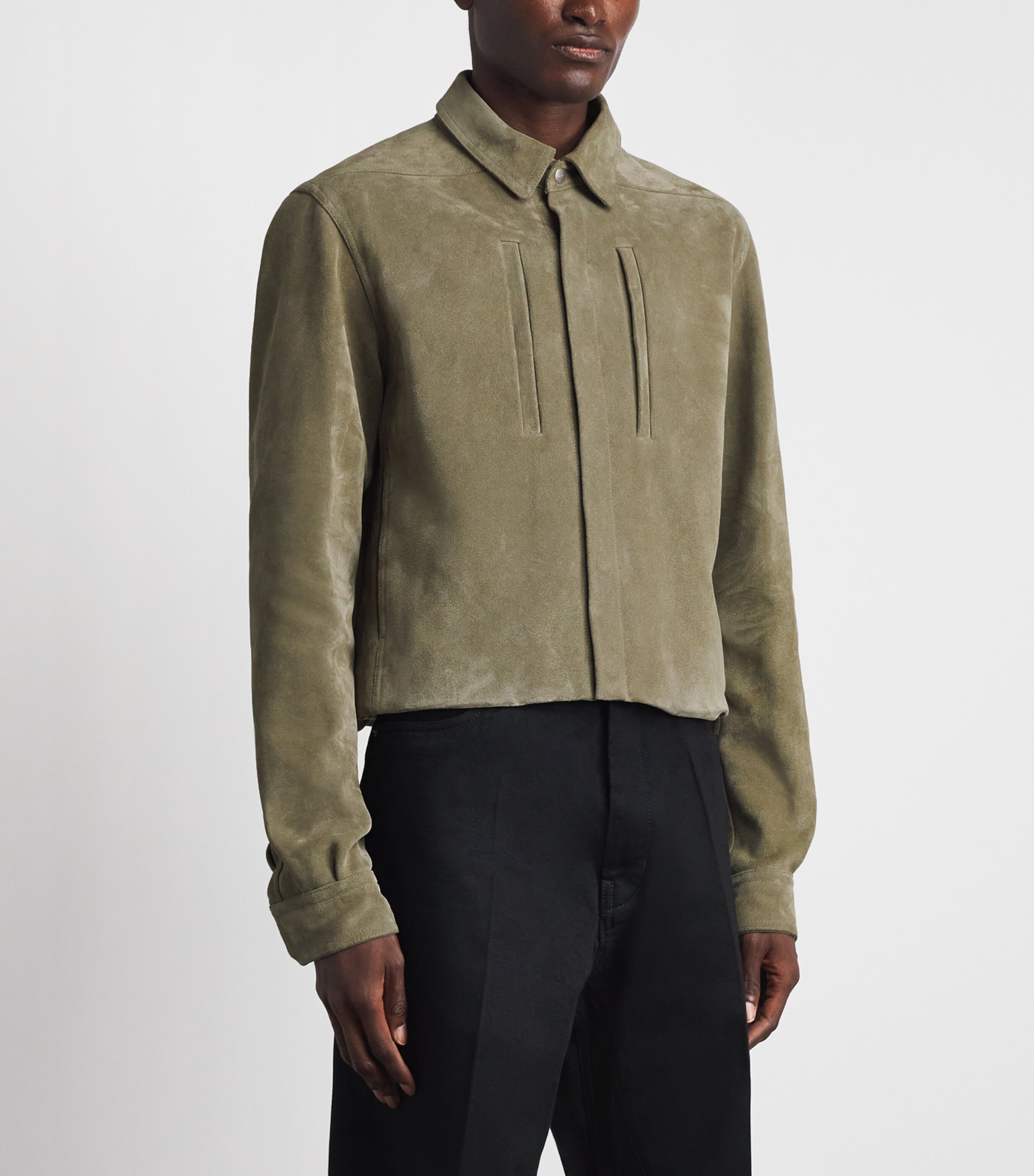 Rick Owens Mens Alice Suede Jacket Dirty Pearl Image 4