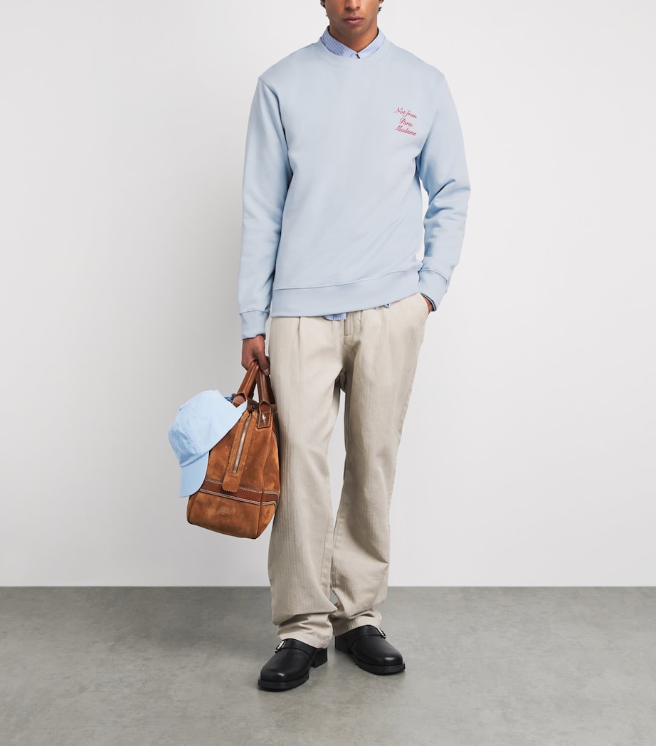 Drôle De Monsieur Mens Cotton Slogan Sweatshirt Light Blue Image 2
