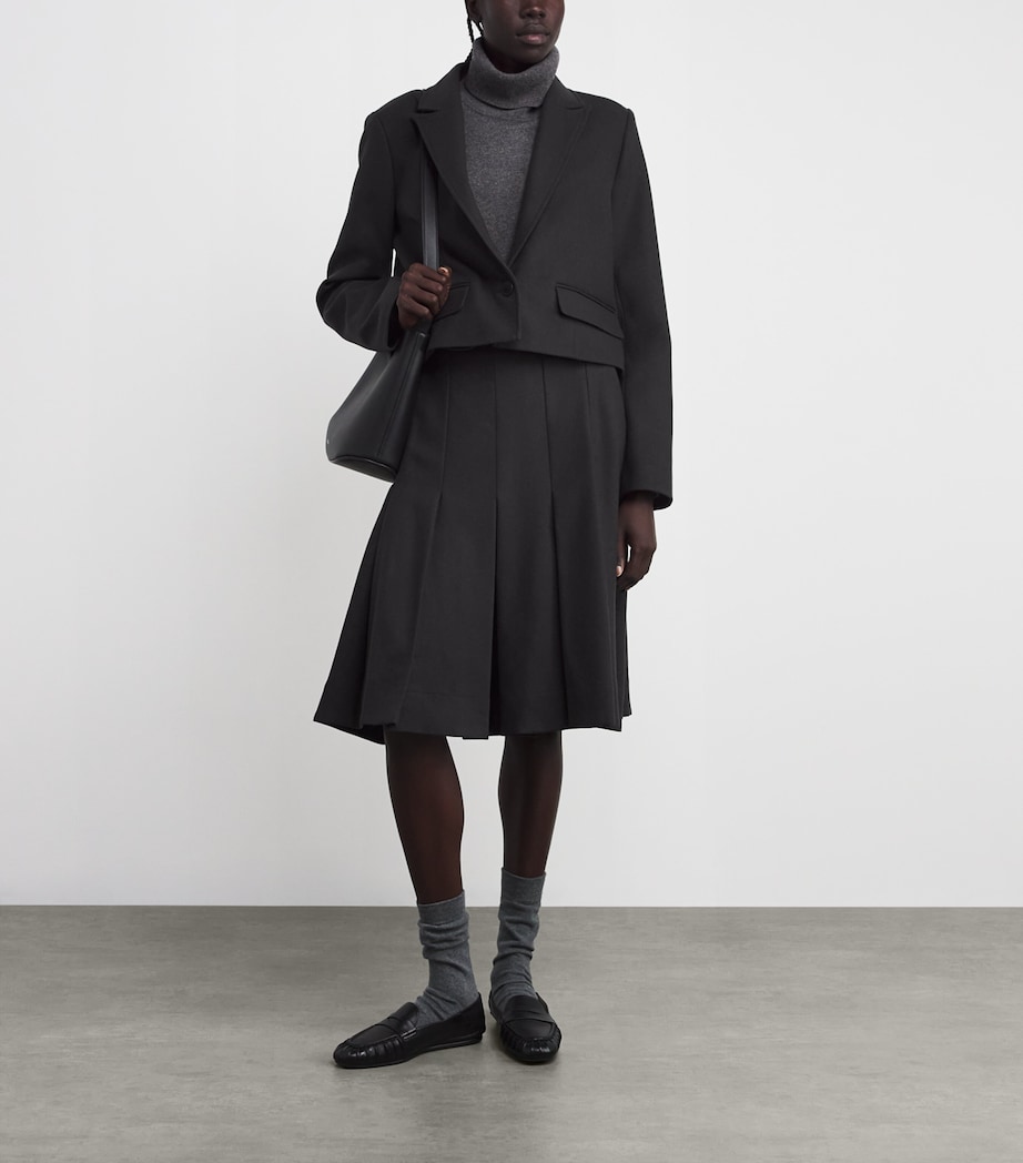 Virgin Wool Flannel Cropped Blazer DARK SMOKE Image 2